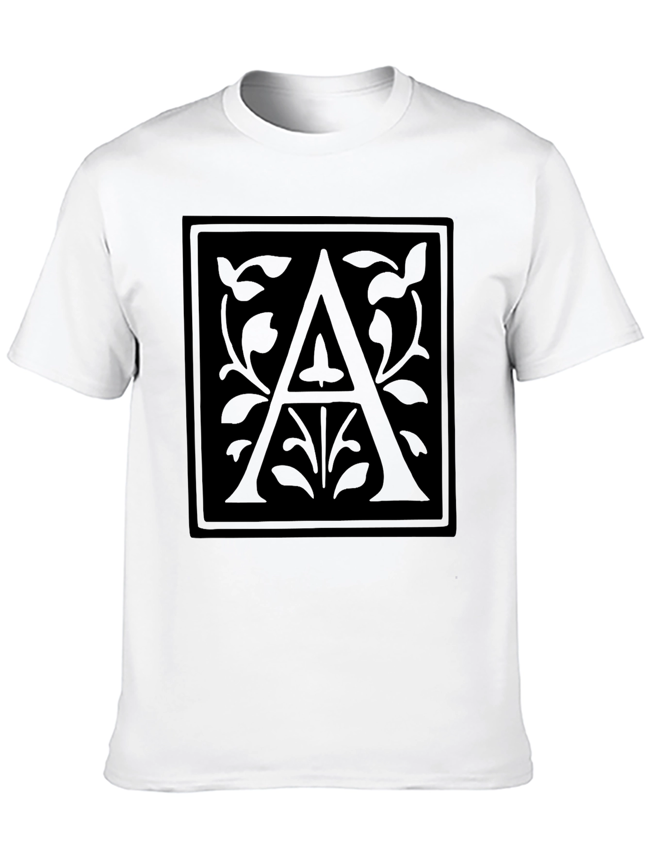 Elegant Black T-Shirt with Initial A Graphic