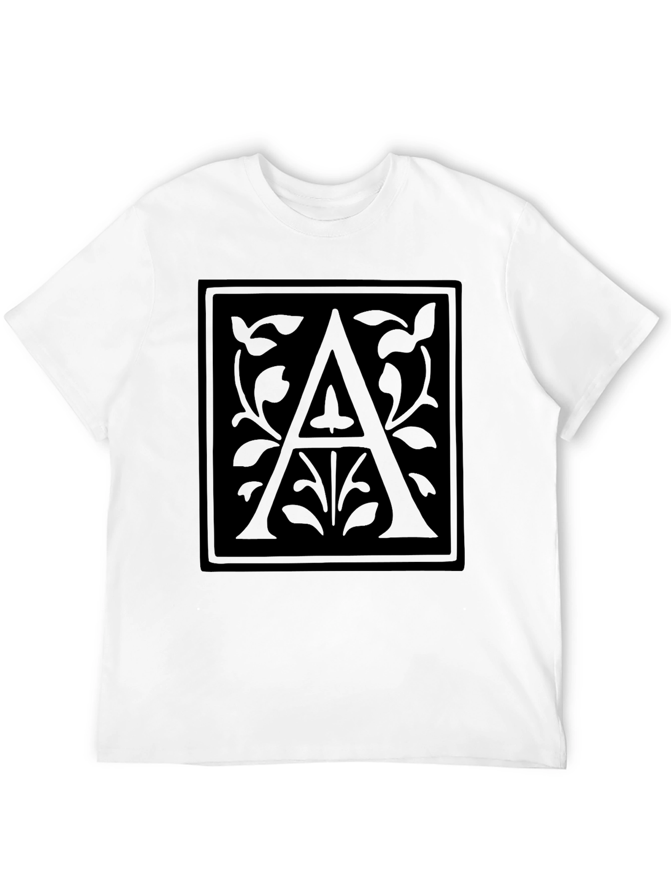Elegant Black T-Shirt with Initial A Graphic