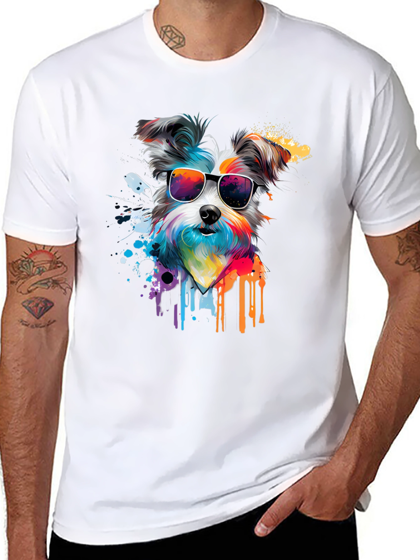 Cool Dog Art T-Shirt - Funky Canine Design