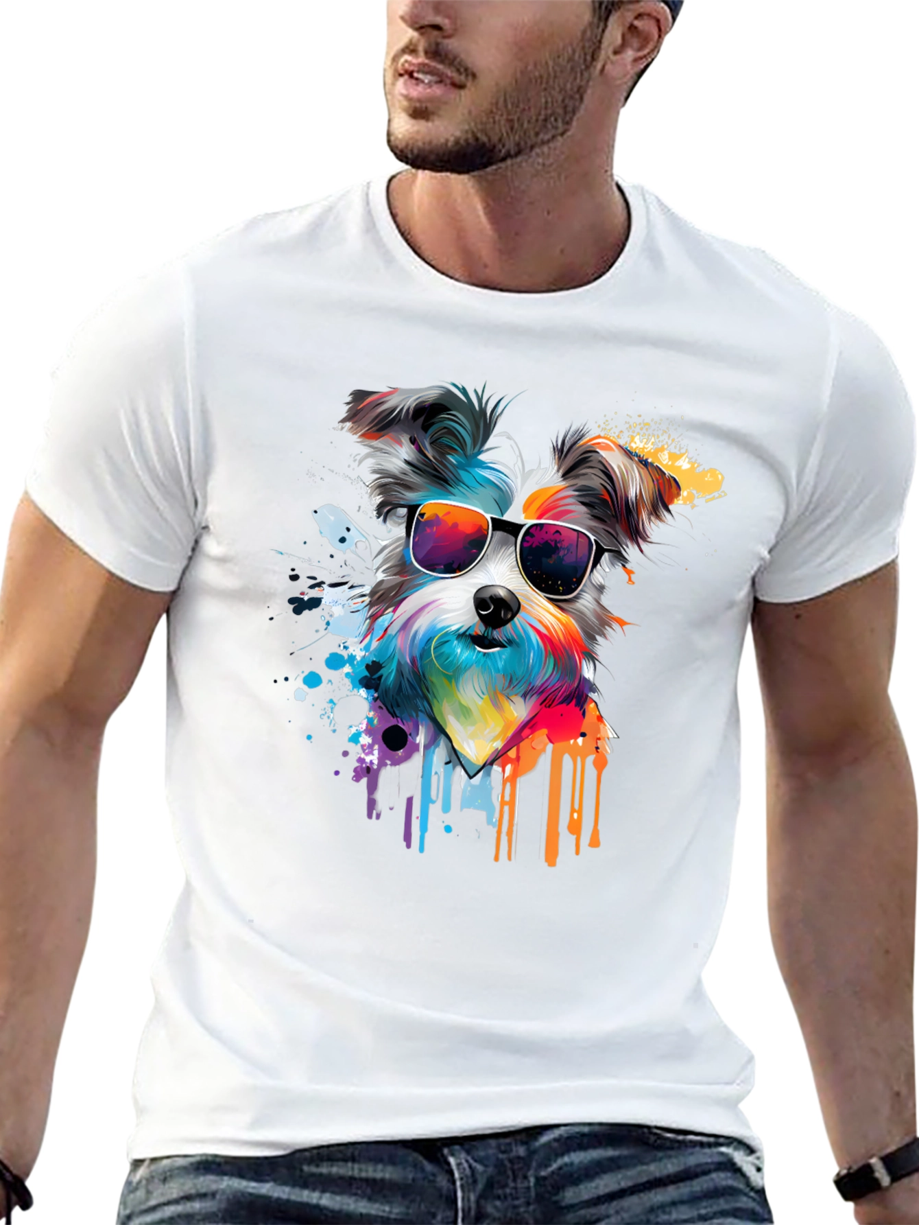 Cool Dog Art T-Shirt - Funky Canine Design