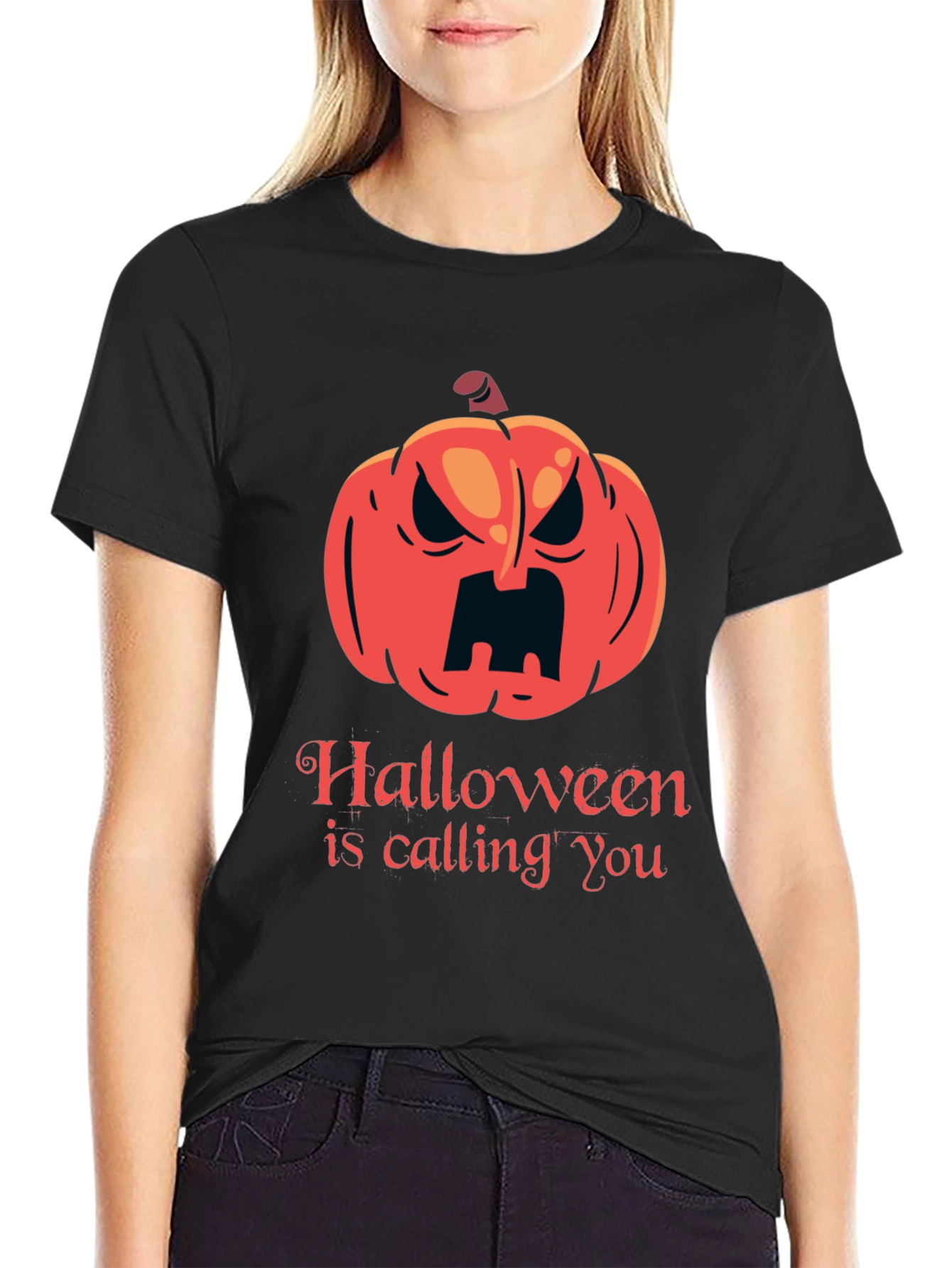 Halloween Calling T-Shirt - Spooky Pumpkin Design