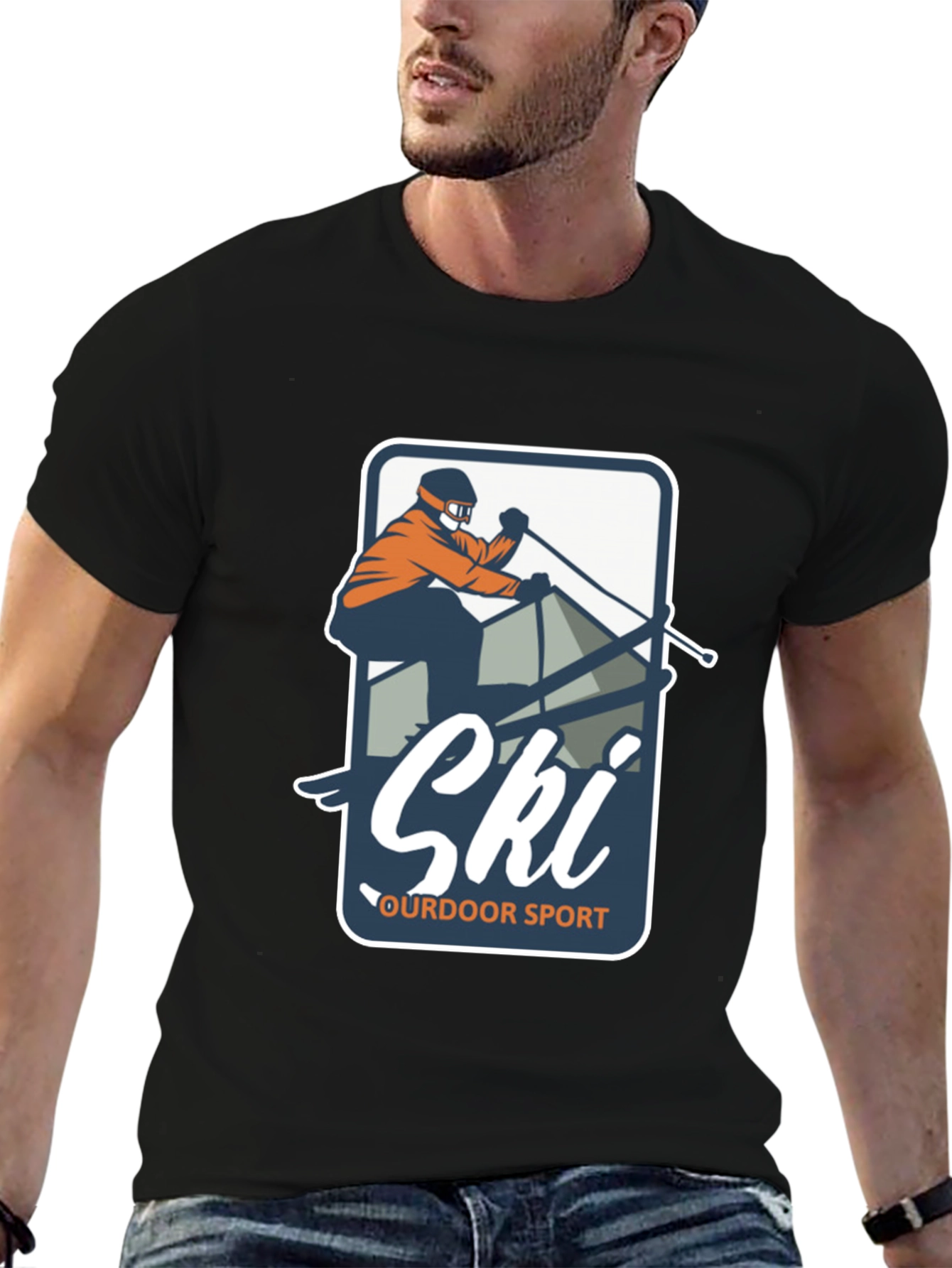 Mens Ski Outdoor Sport T-Shirt