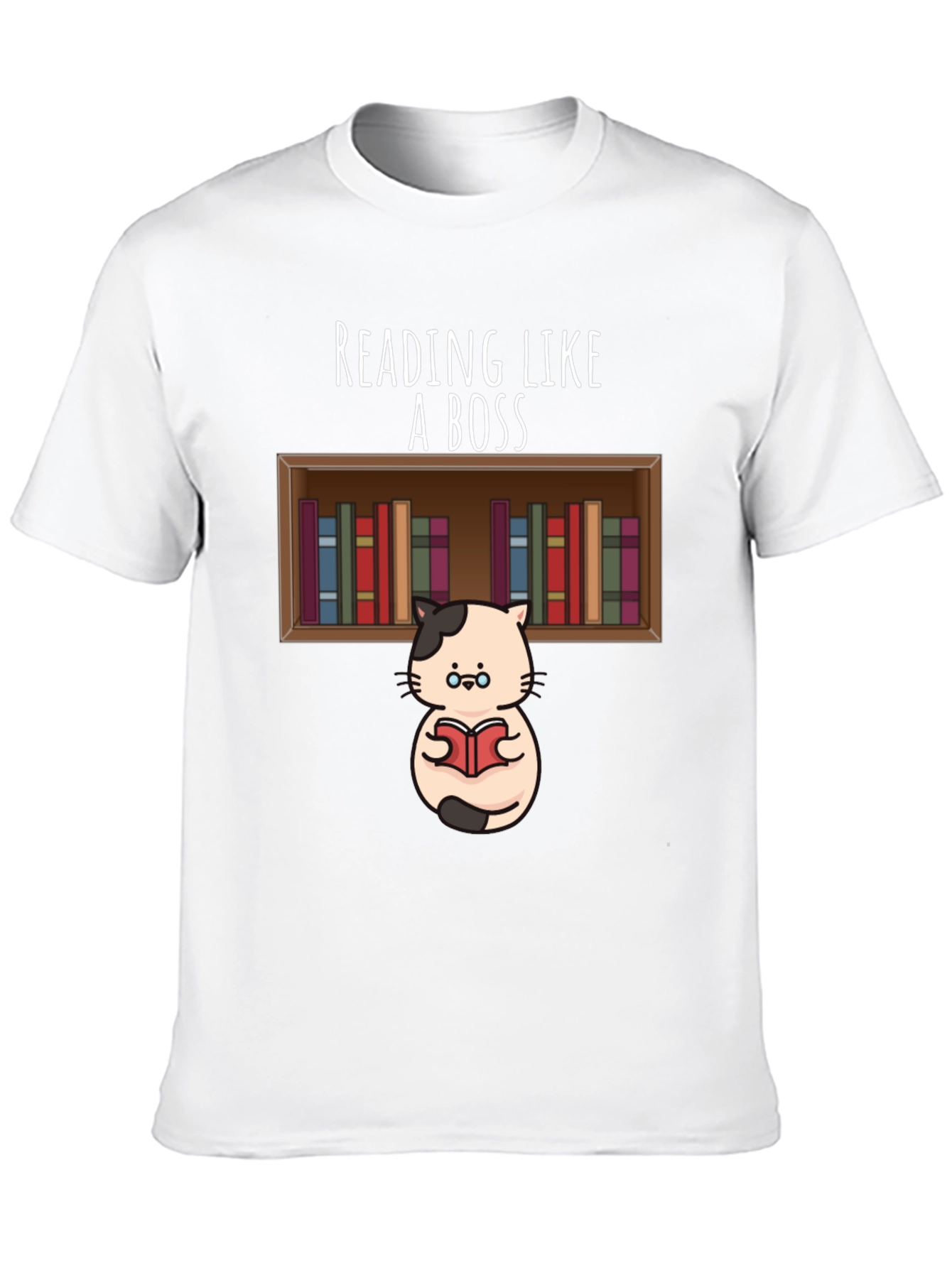 Reading Like A Boss T-Shirt - Cat With Books