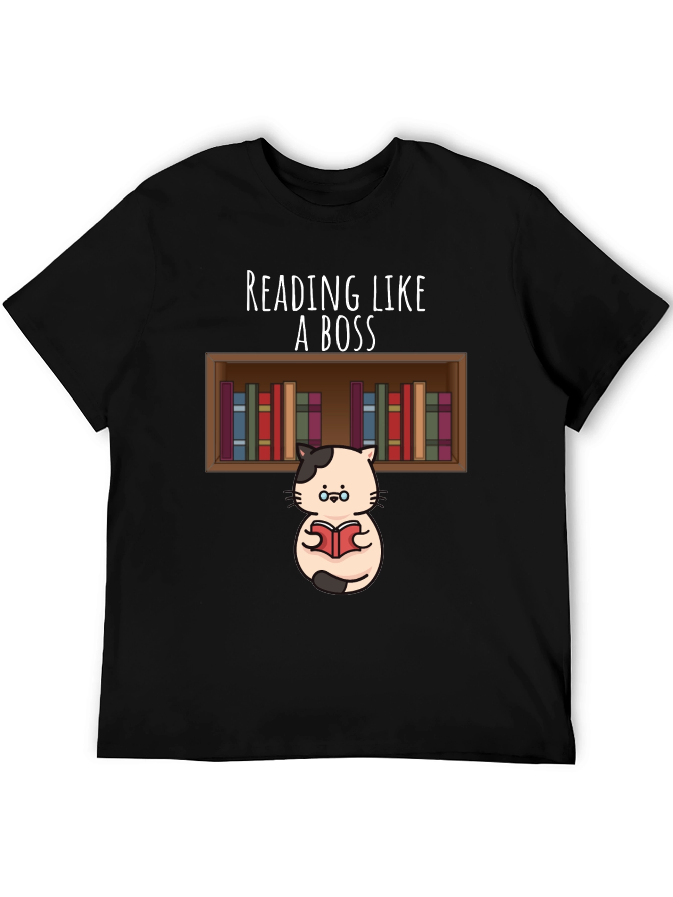 Reading Like A Boss T-Shirt - Cat With Books