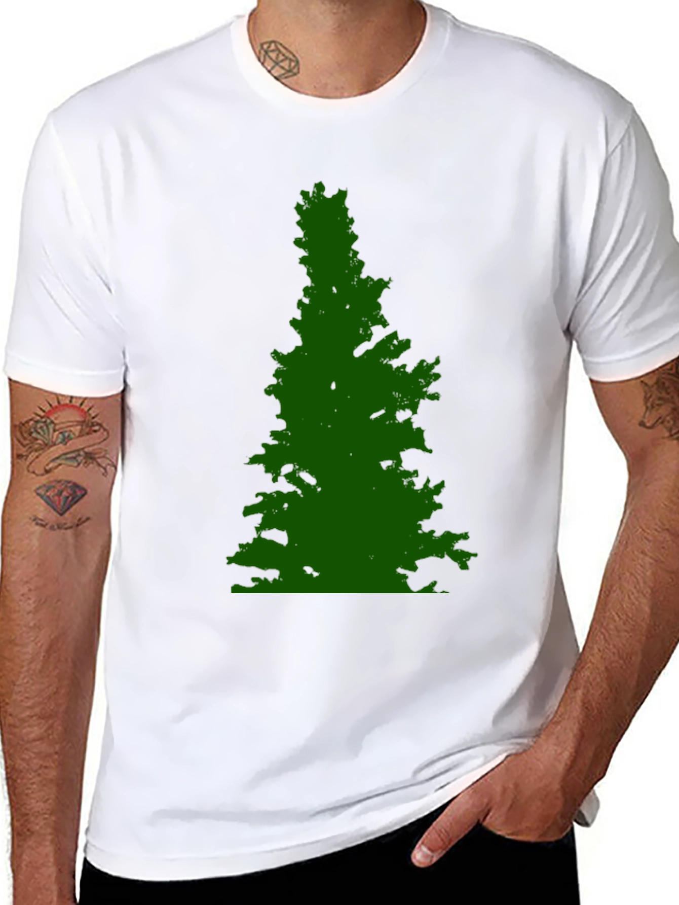 Green Tree Graphic Black Tee