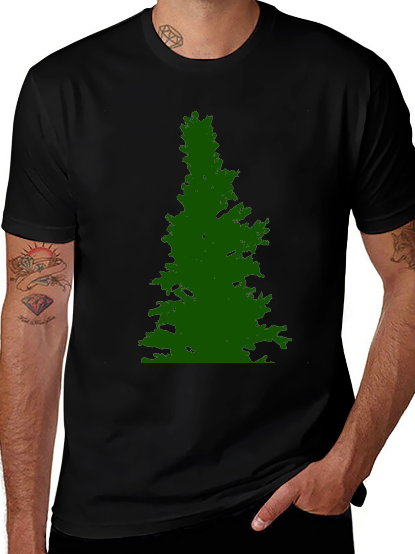 Green Tree Graphic Black Tee