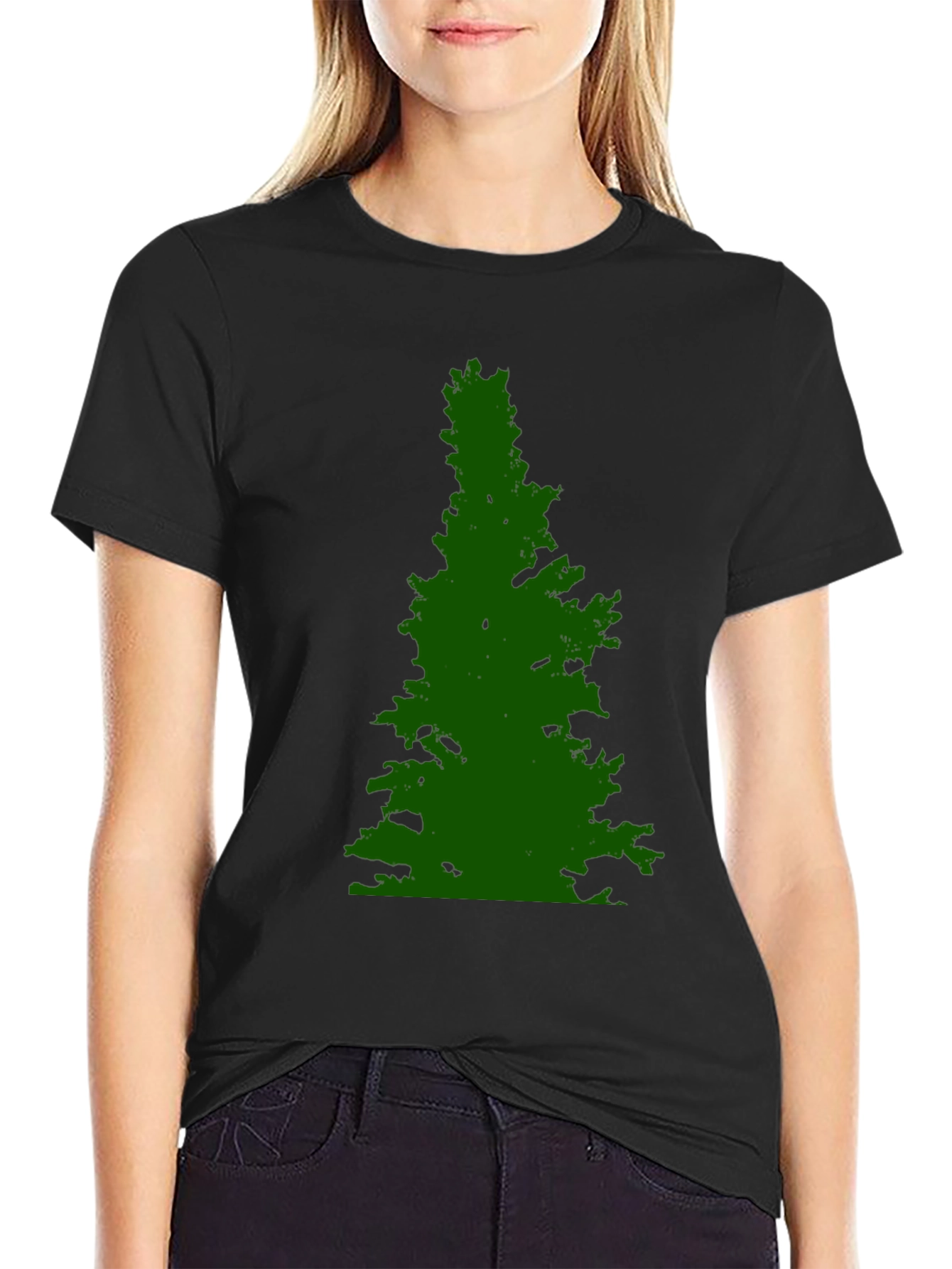 Green Tree Graphic Black Tee