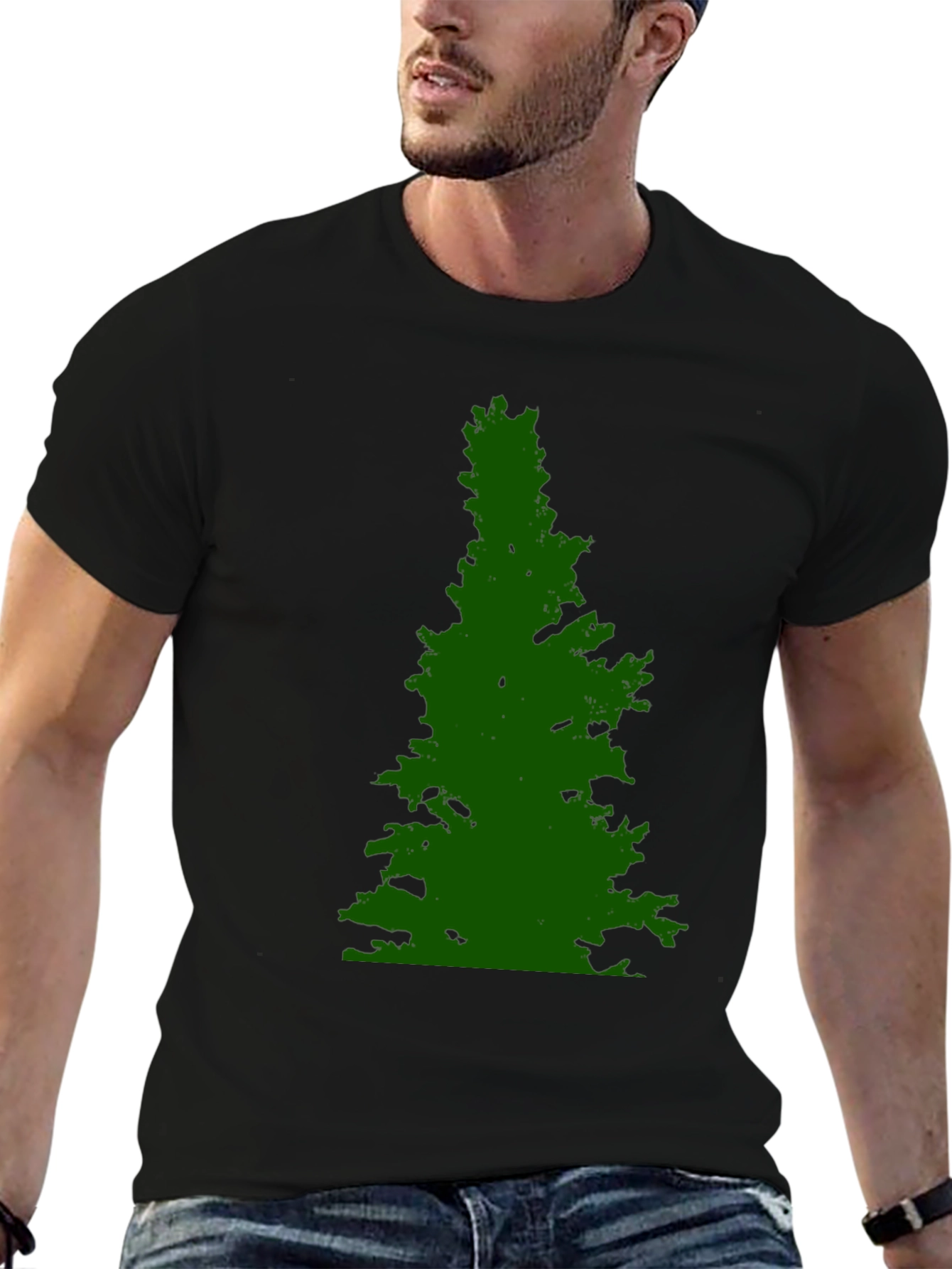 Green Tree Graphic Black Tee