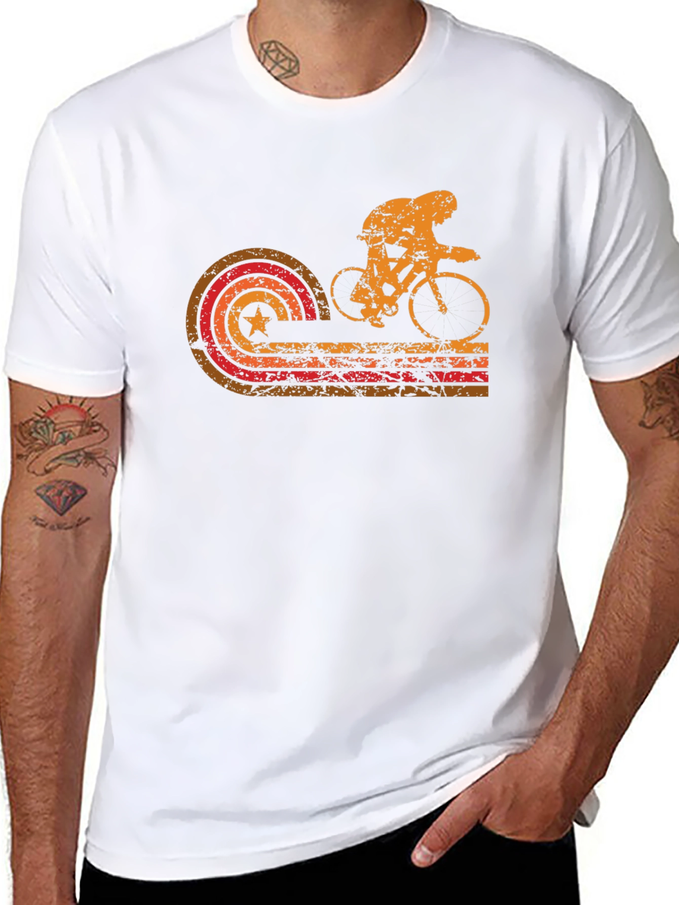 Retro Cycling Graphic T-Shirt - Black