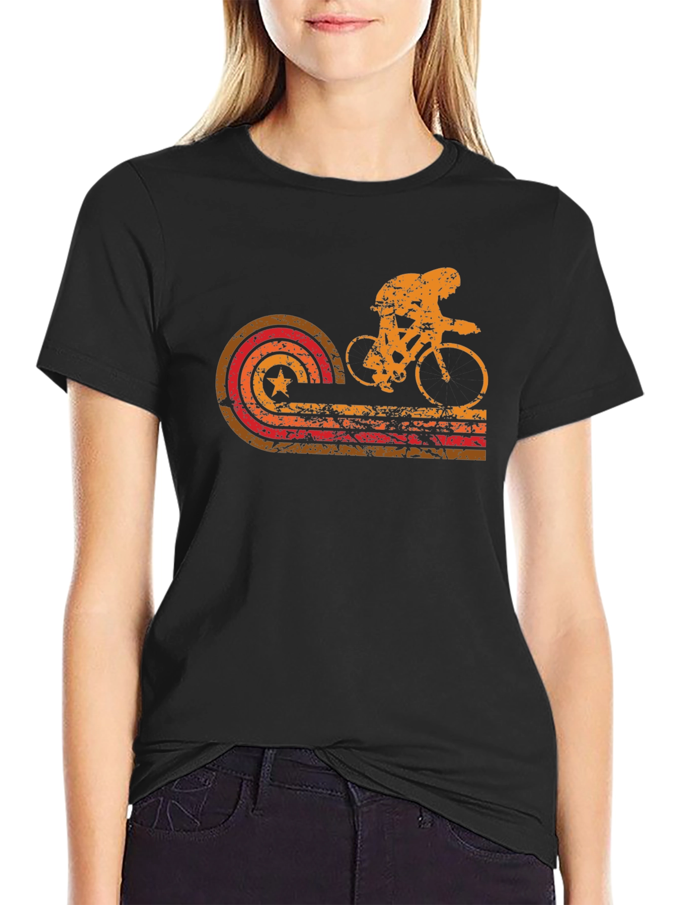 Retro Cycling Graphic T-Shirt - Black