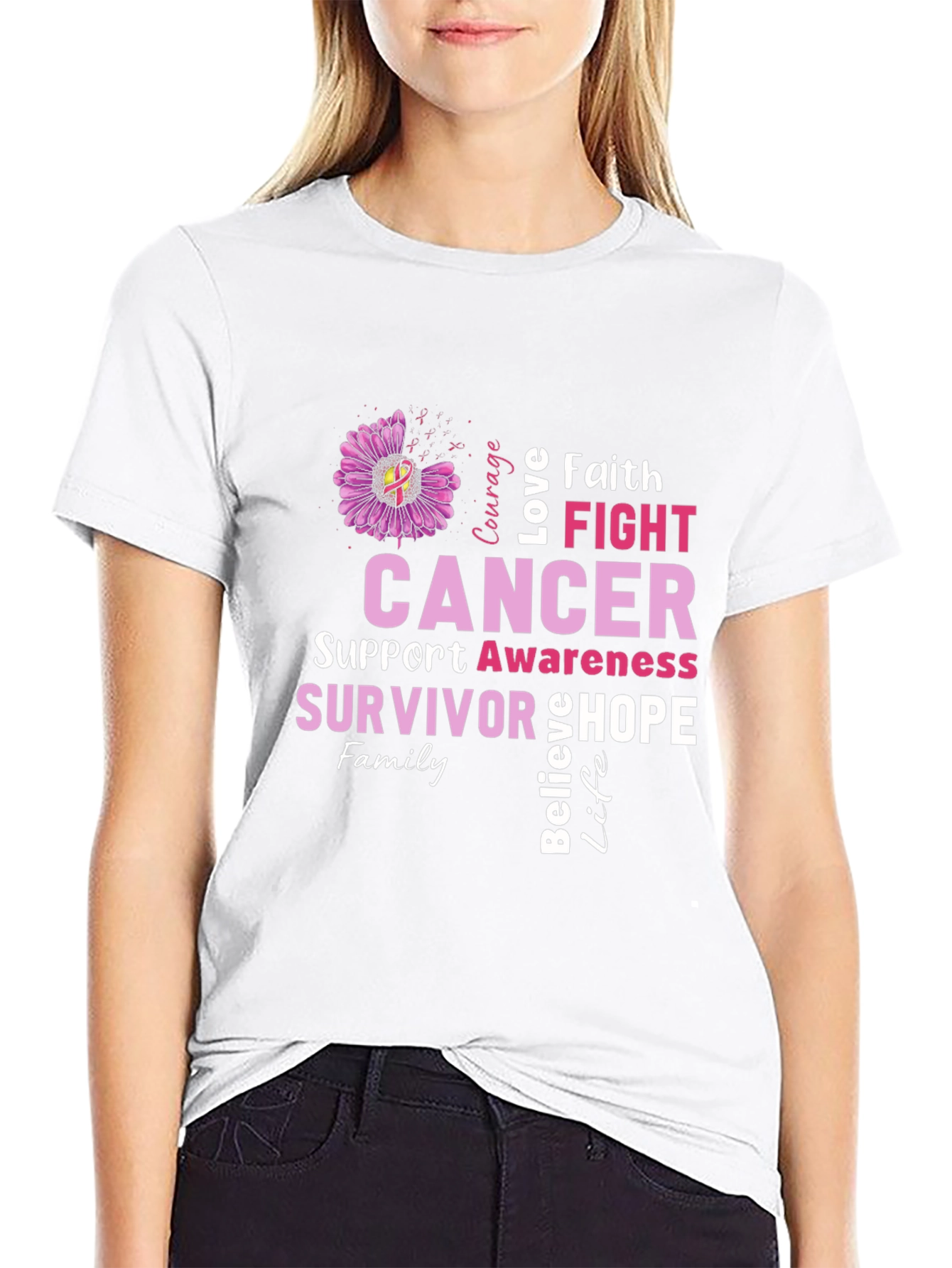 Cancer Awareness T-Shirt - Faith Fight Hope
