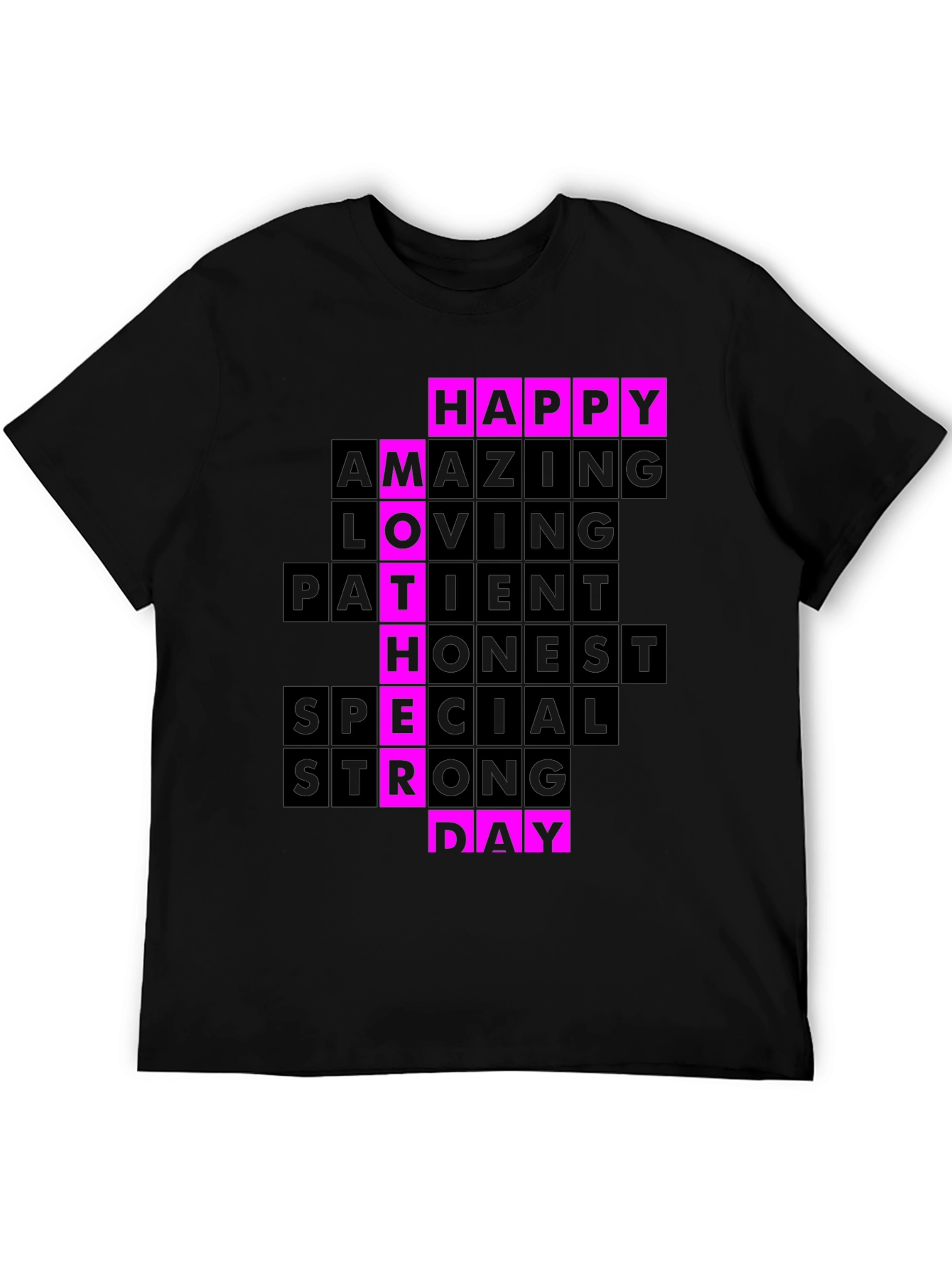 Happy Mothers Day T-Shirt - Pink & Black Design
