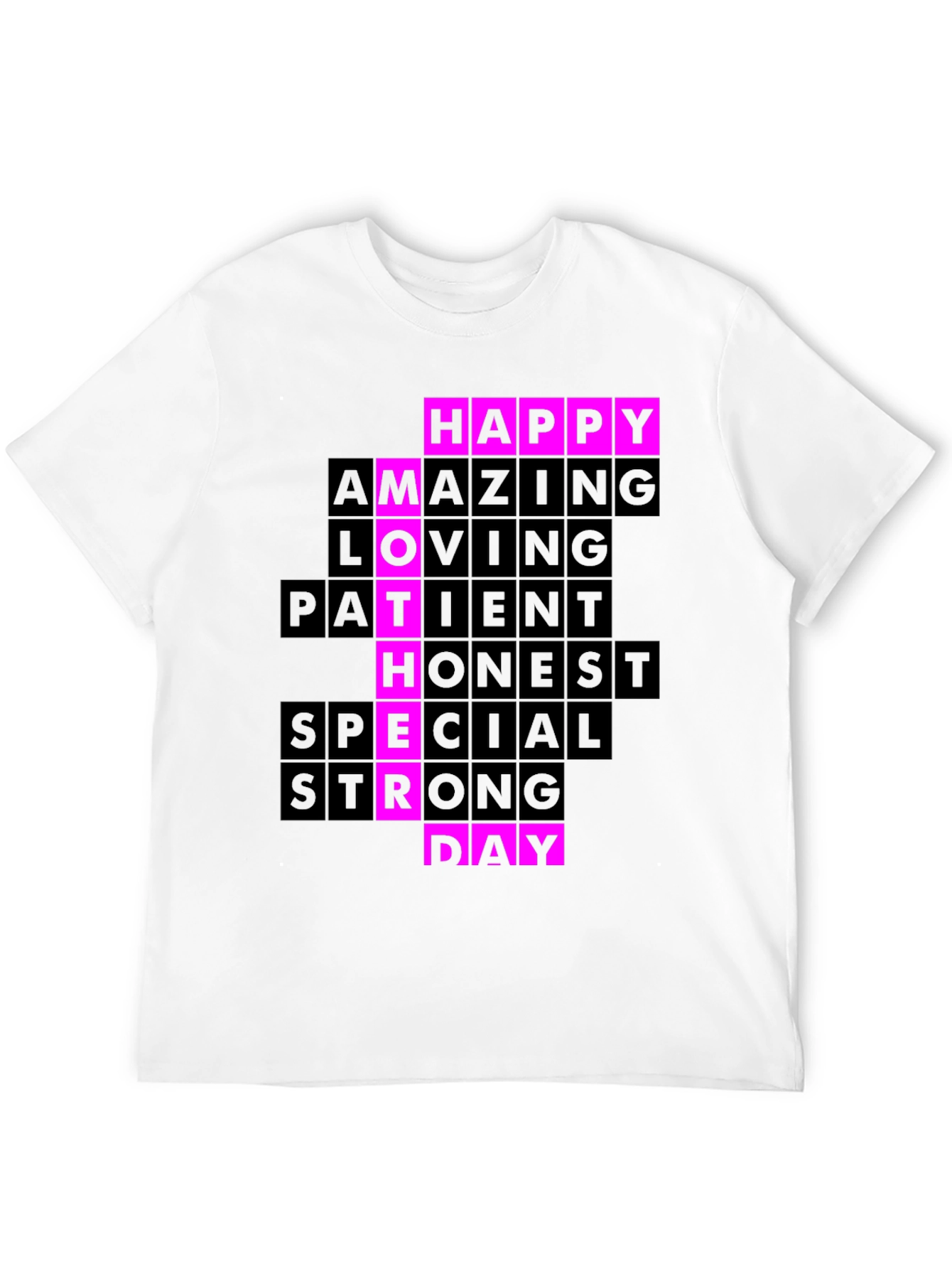 Happy Mothers Day T-Shirt - Pink & Black Design