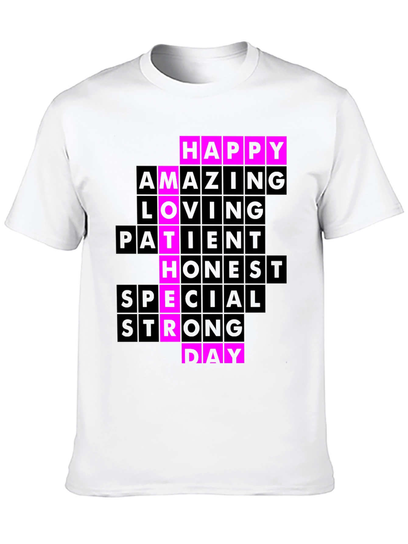 Happy Mothers Day T-Shirt - Pink & Black Design