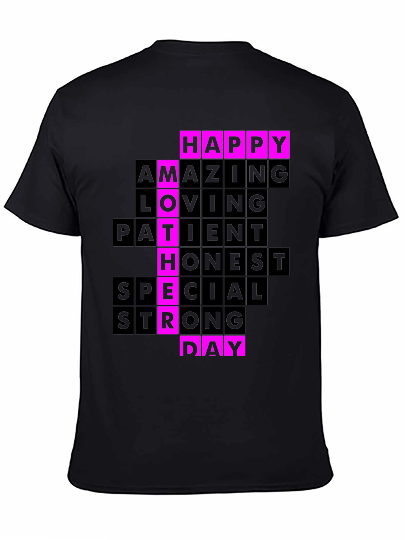 Happy Mothers Day T-Shirt - Pink & Black Design