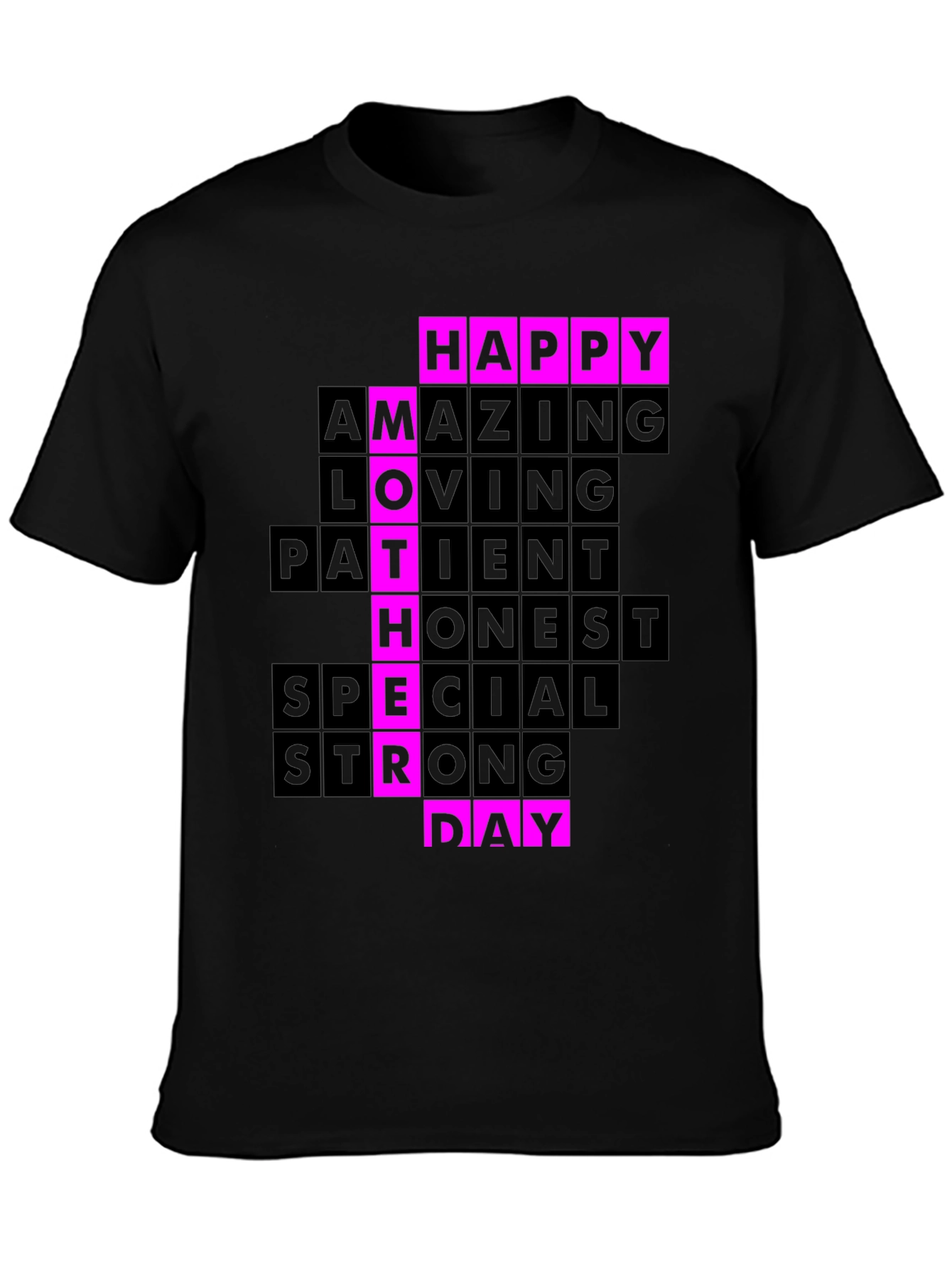 Happy Mothers Day T-Shirt - Pink & Black Design