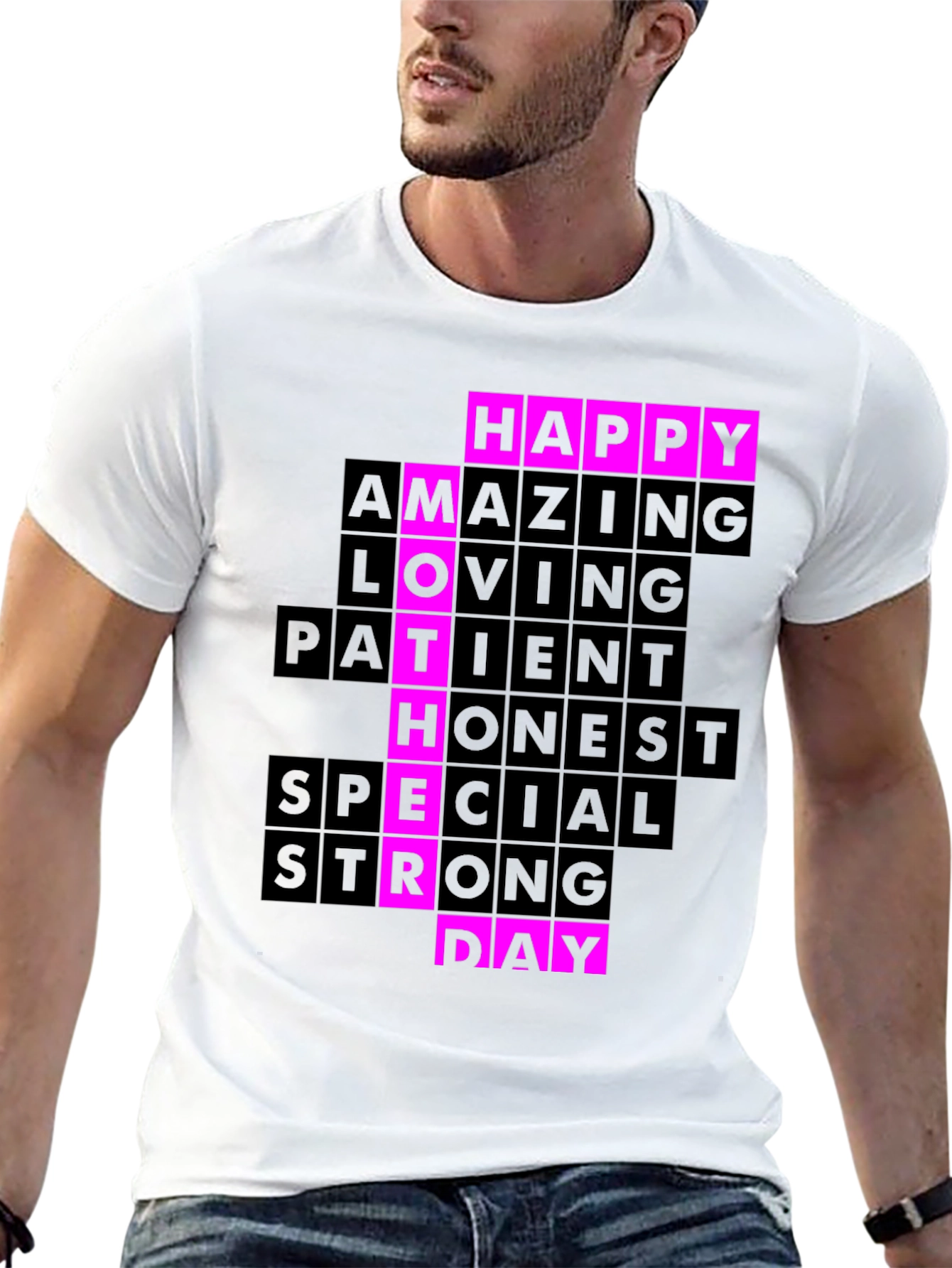 Happy Mothers Day T-Shirt - Pink & Black Design