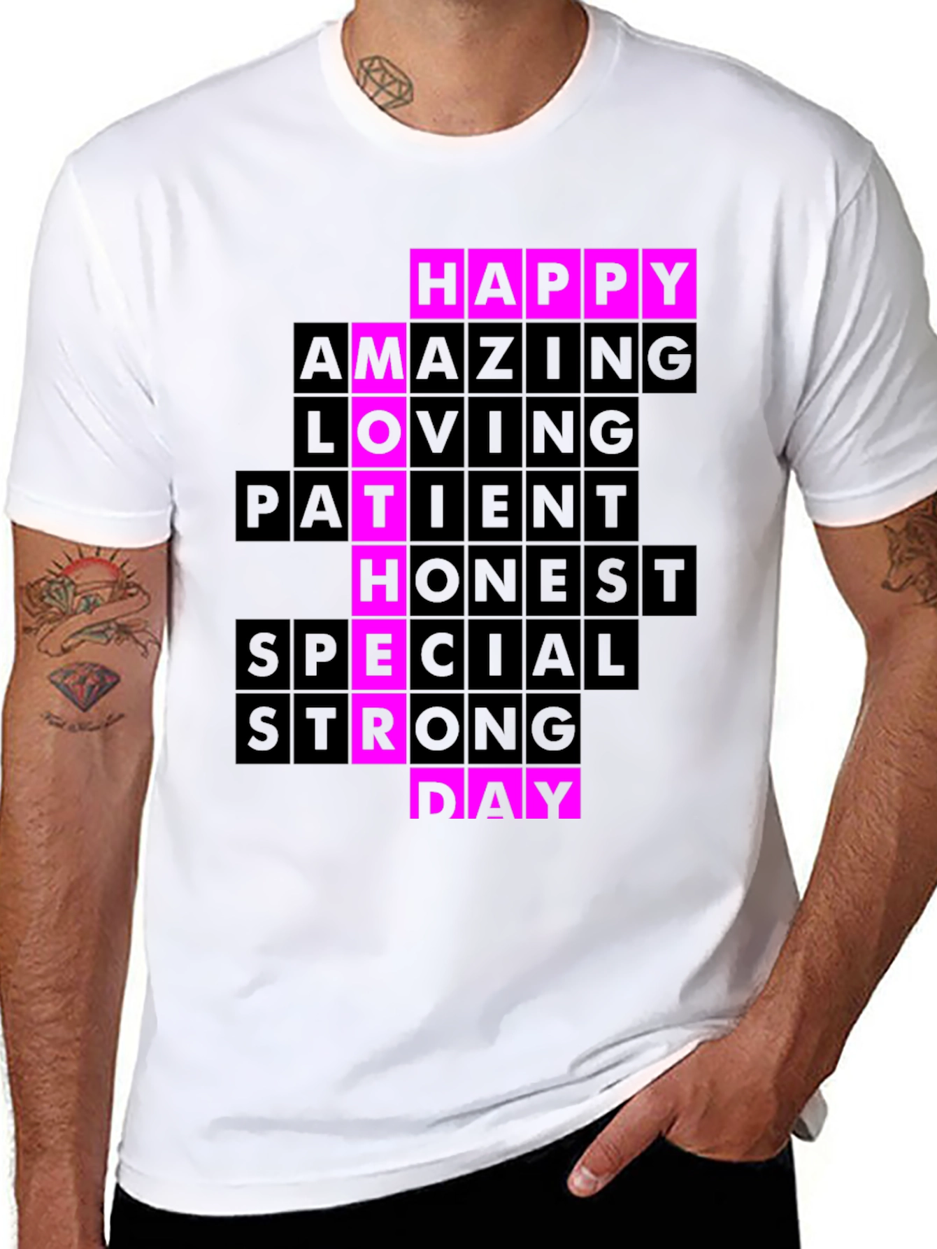 Happy Mothers Day T-Shirt - Pink & Black Design