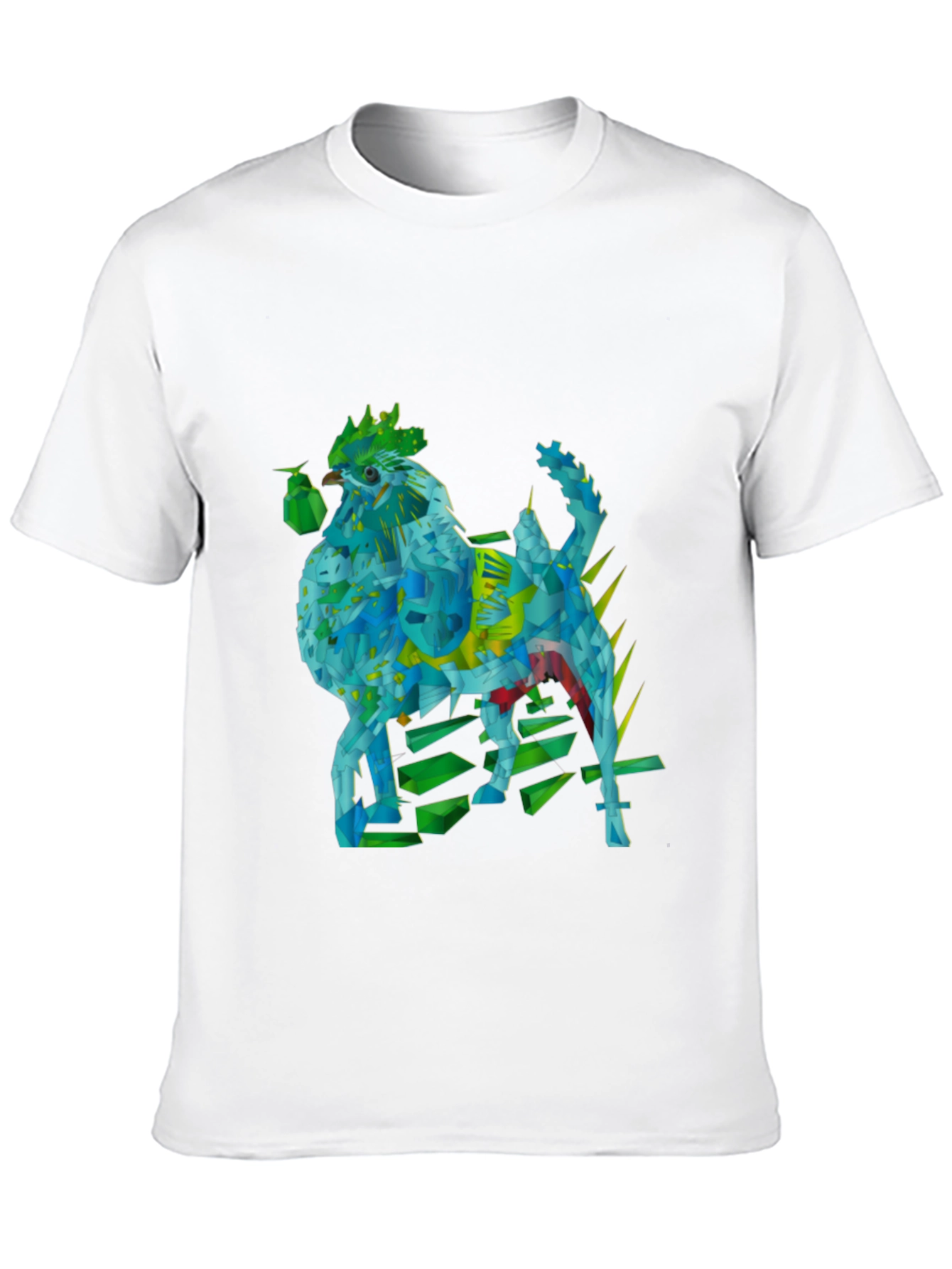 Geometric Rooster Graphic Tee - Modern & Unique