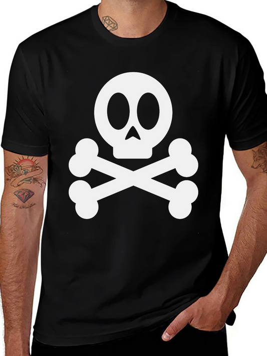 Skull and Crossbones Graphic Tee - Black Cotton