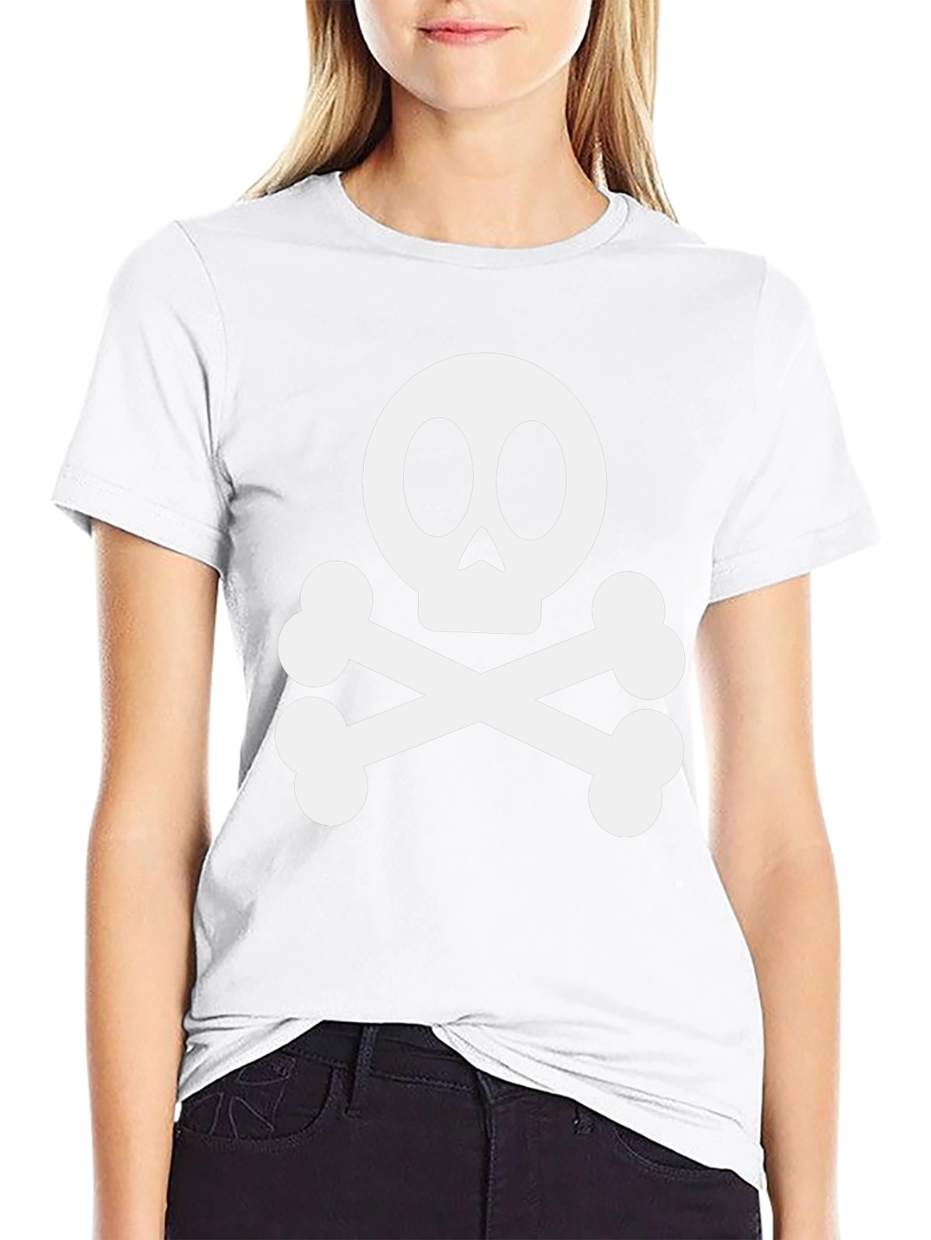 Skull and Crossbones Graphic Tee - Black Cotton