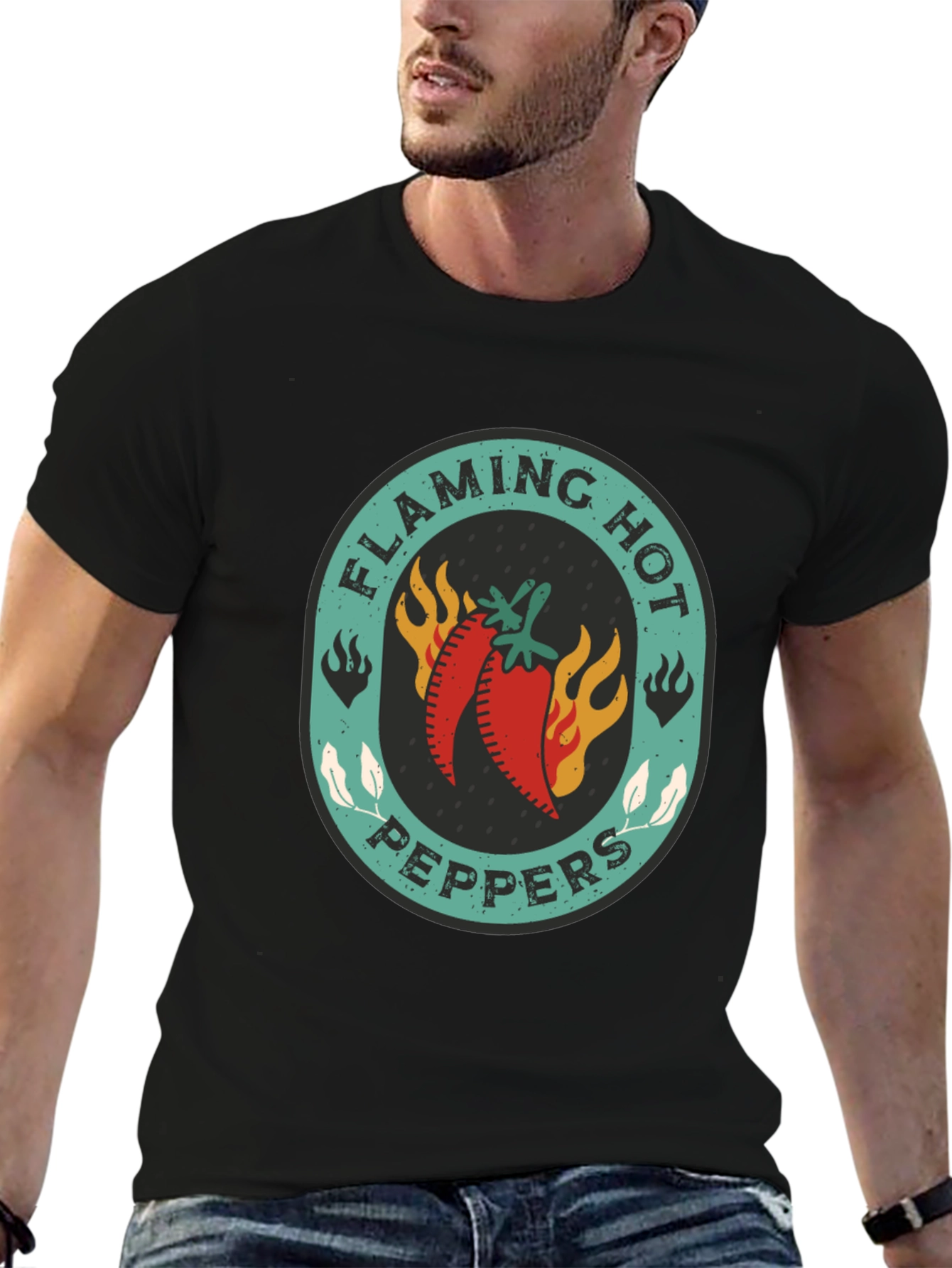 Flaming Hot Peppers Graphic Tee - Spicy Style