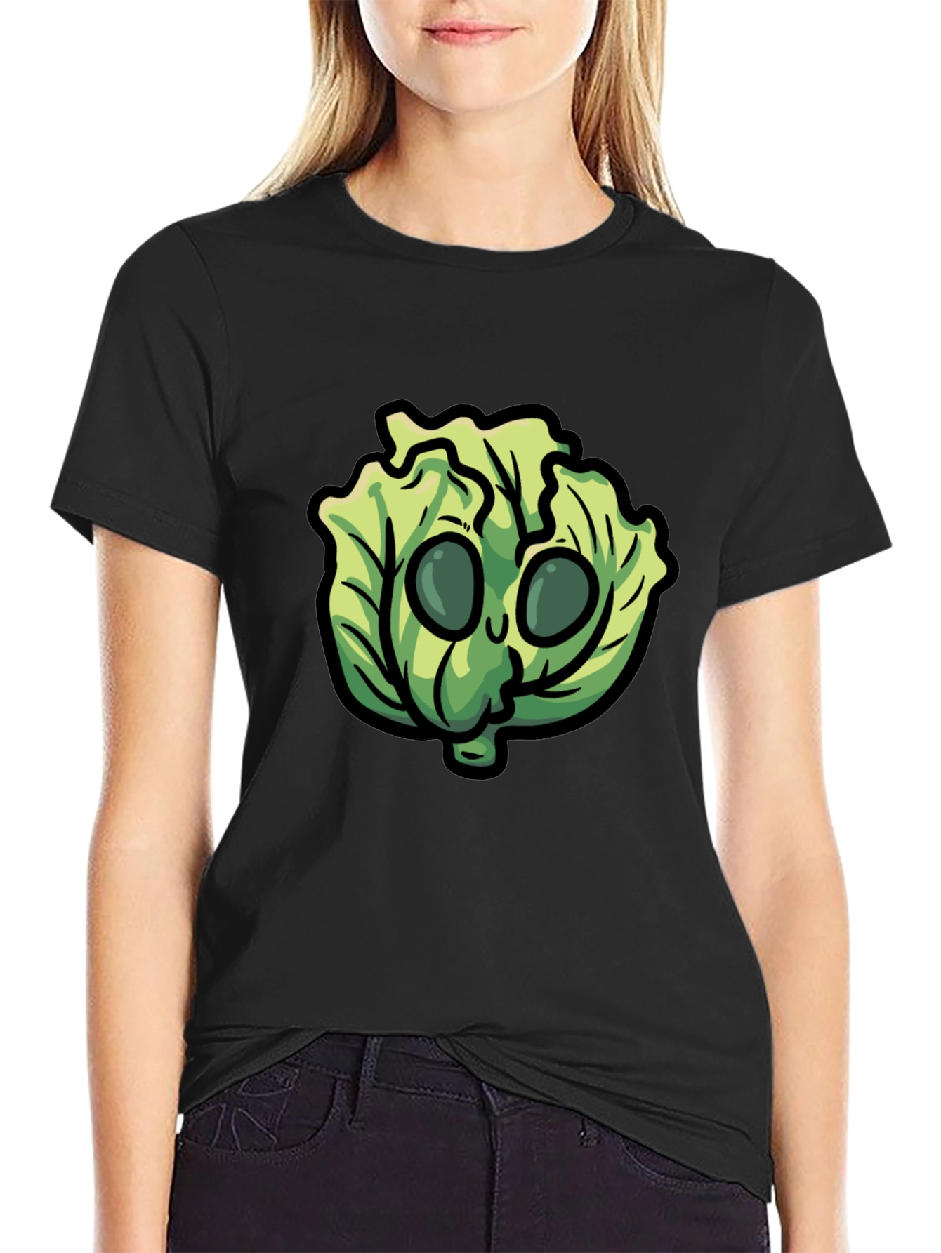 Lettuce Character Black T-Shirt