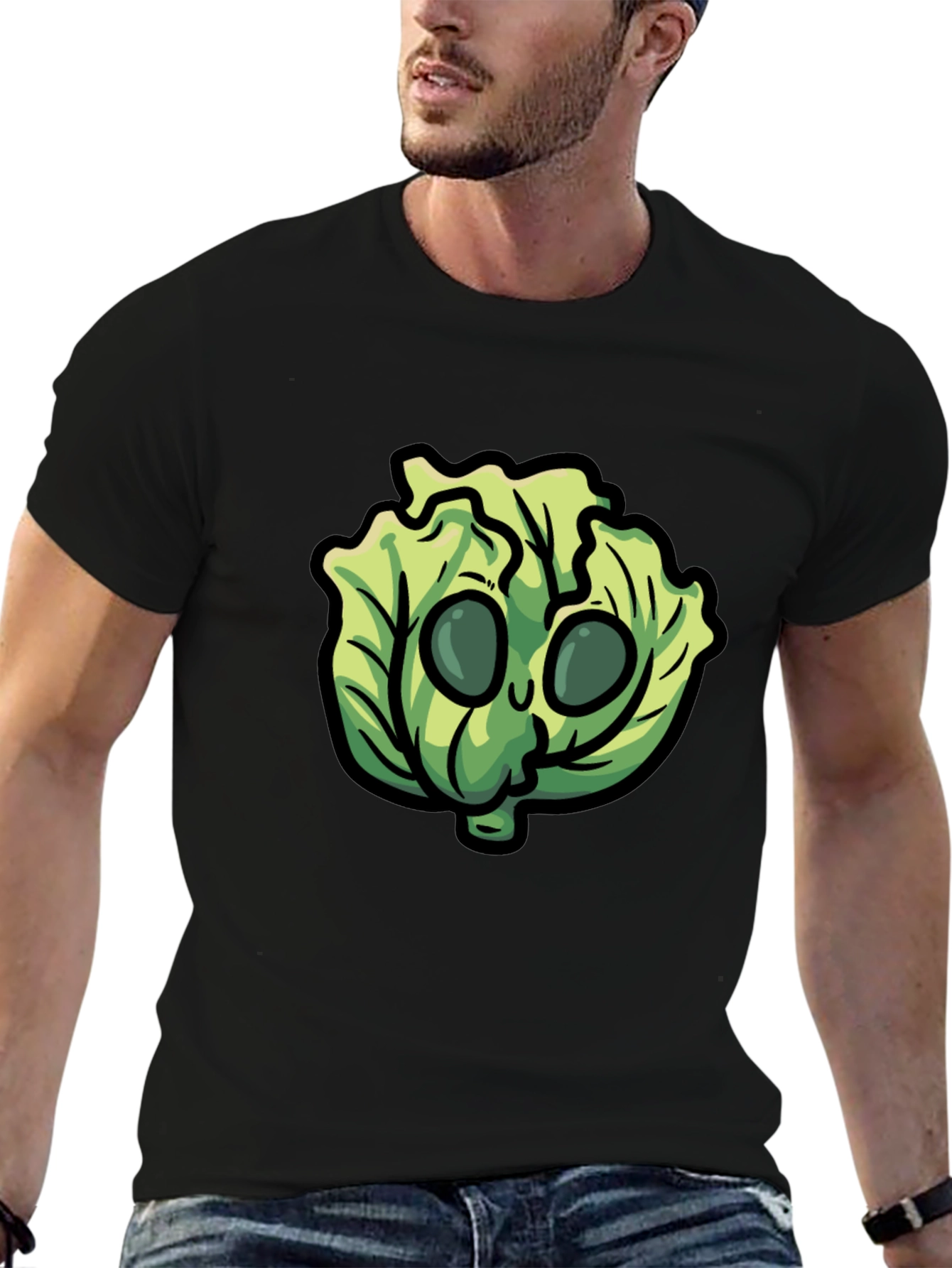 Lettuce Character Black T-Shirt