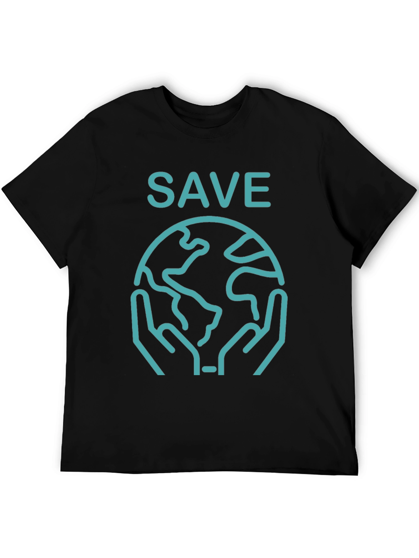 Save Earth Graphic Tee - Black Crew Neck T-Shirt