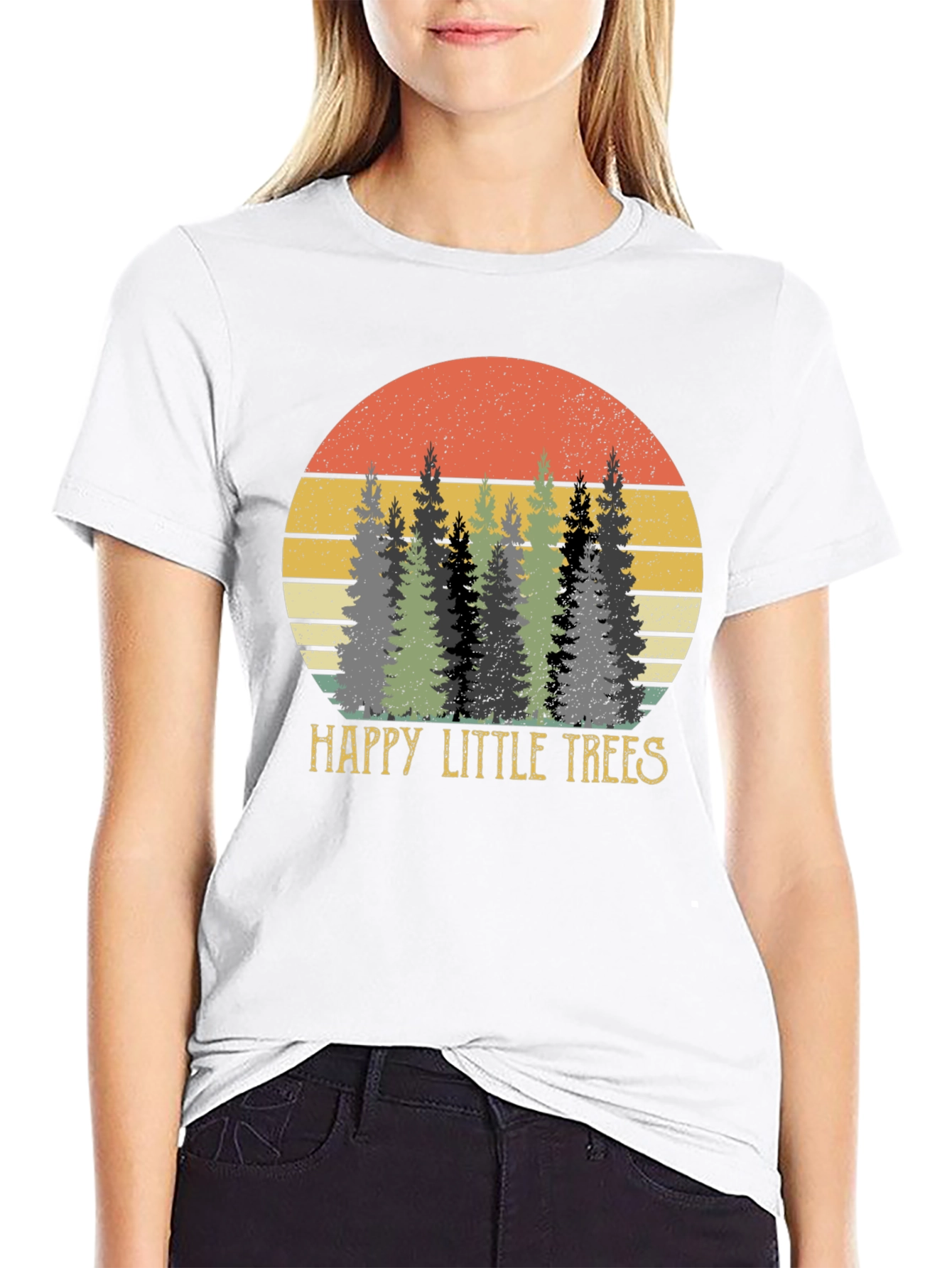 Retro Happy Little Trees Graphic Tee