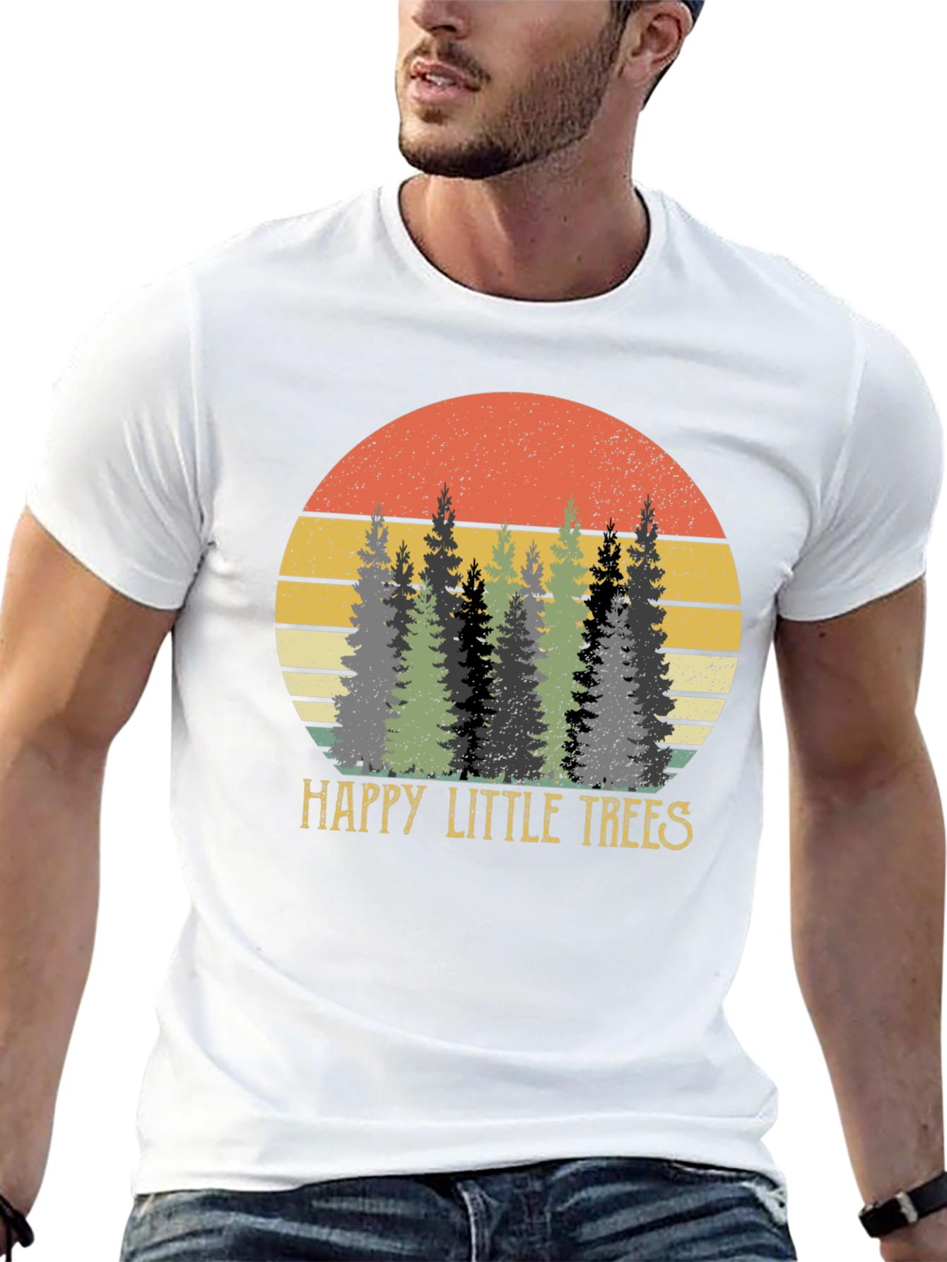 Retro Happy Little Trees Graphic Tee