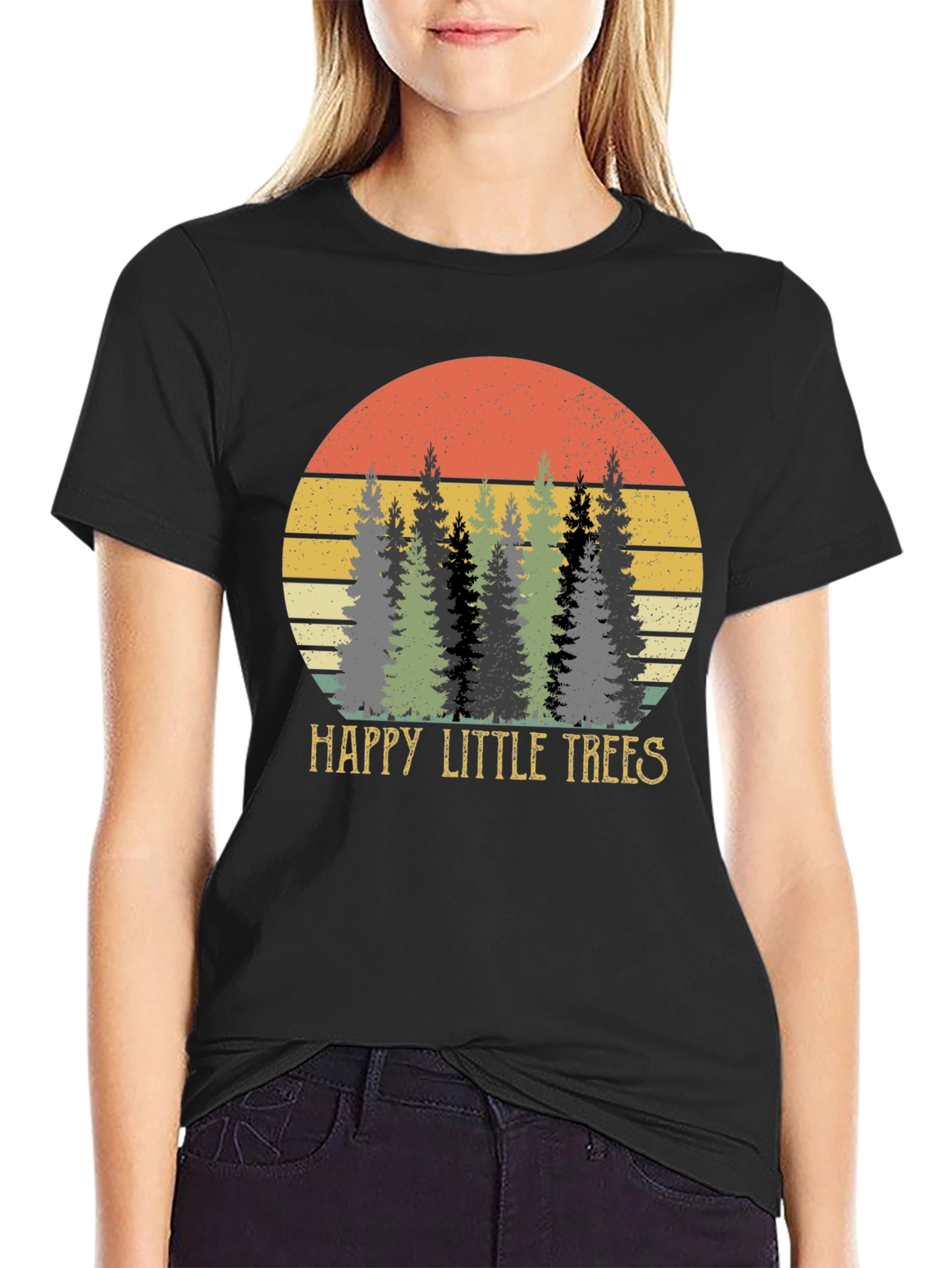 Retro Happy Little Trees Graphic Tee