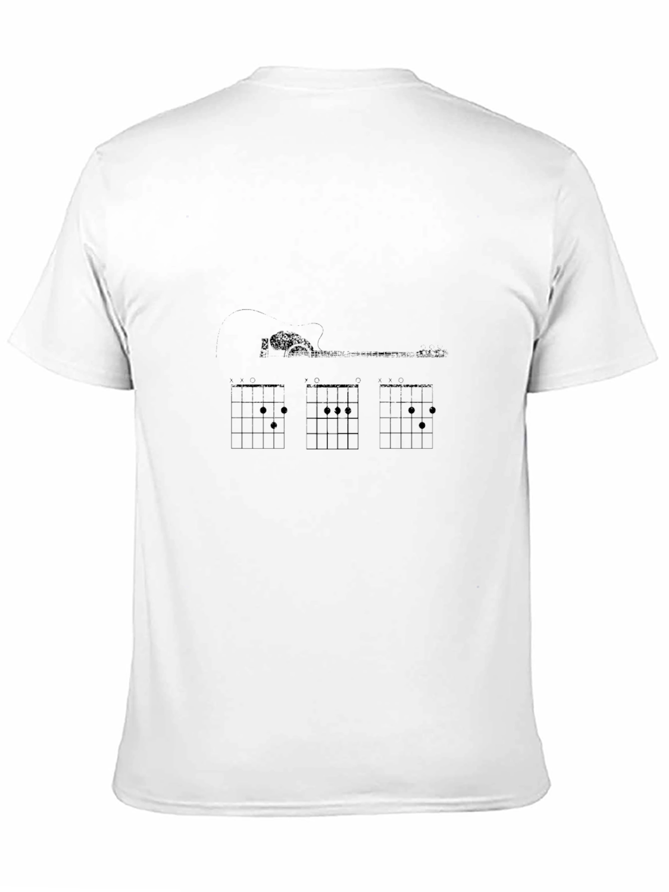 Ukulele Chords Graphic Print Black T-Shirt