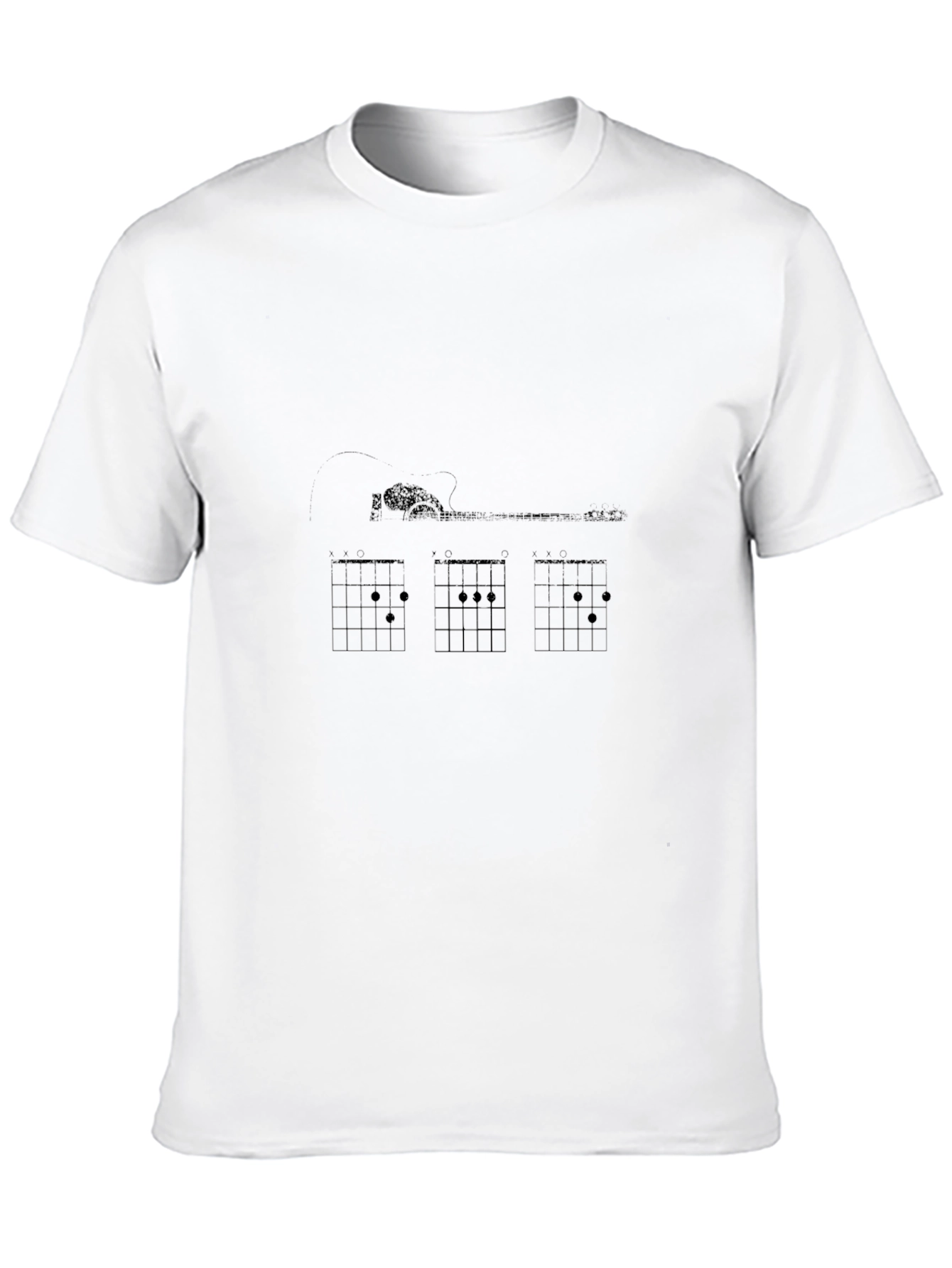 Ukulele Chords Graphic Print Black T-Shirt