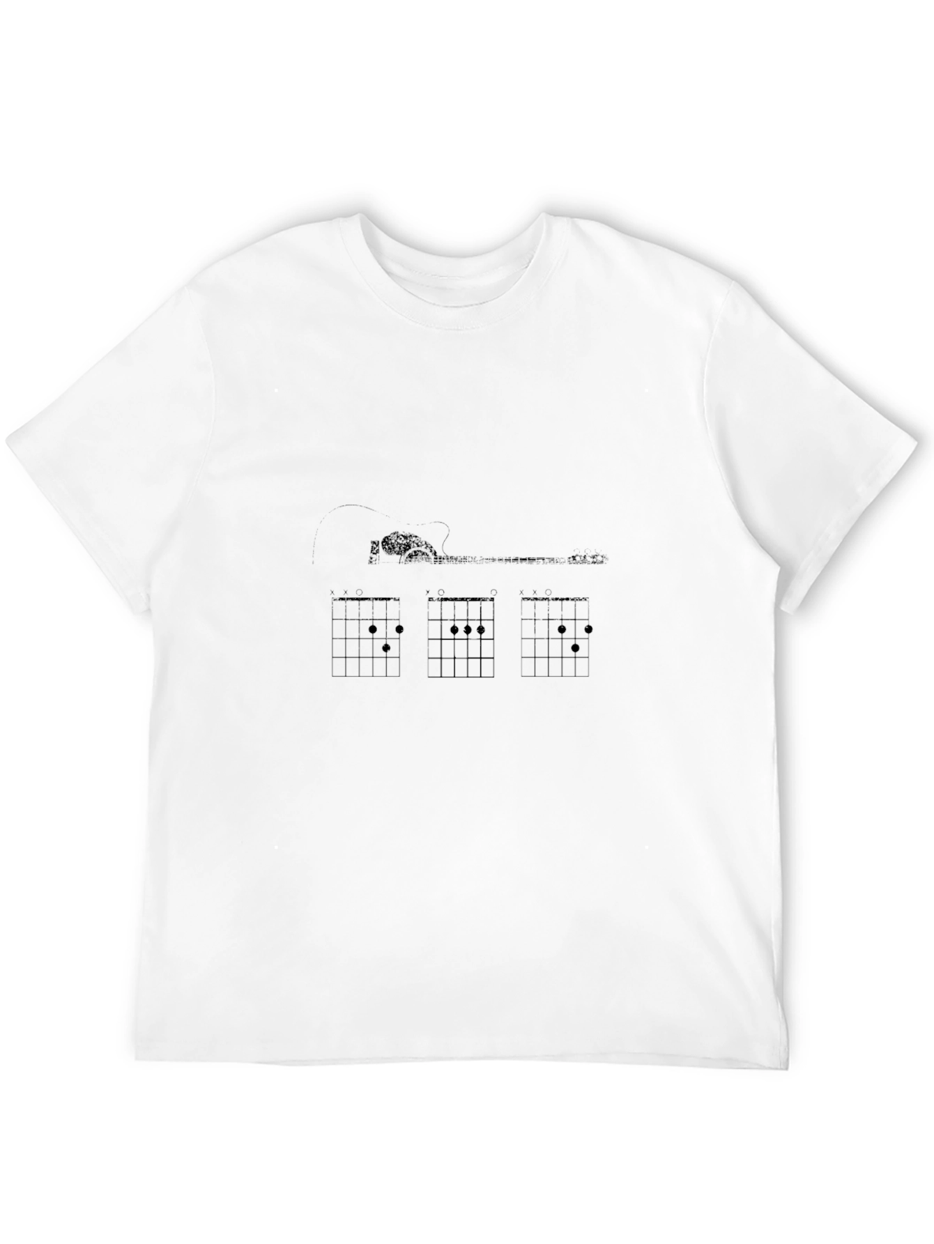 Ukulele Chords Graphic Print Black T-Shirt