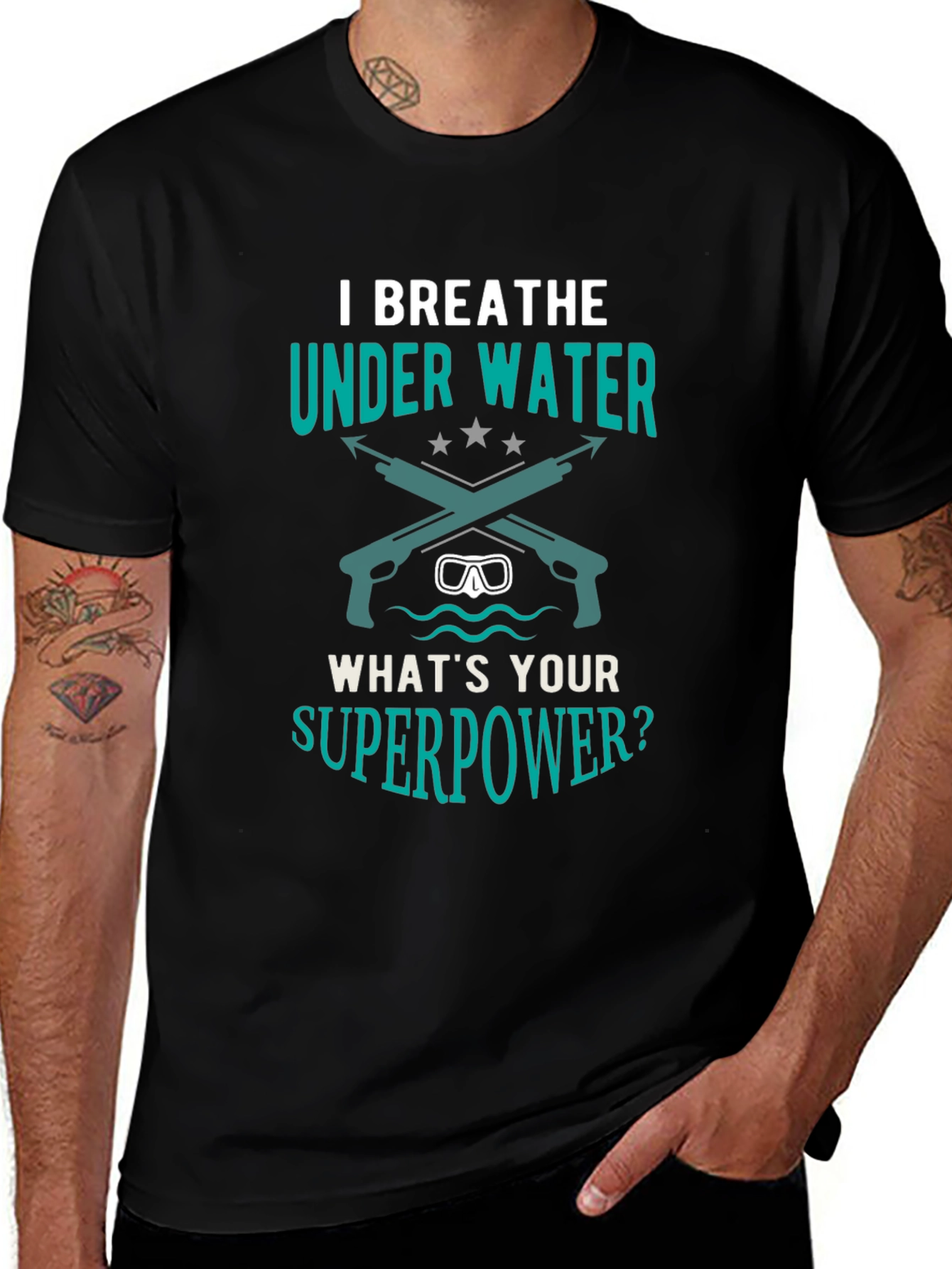 I Breathe Underwater Mens Black Graphic Tee