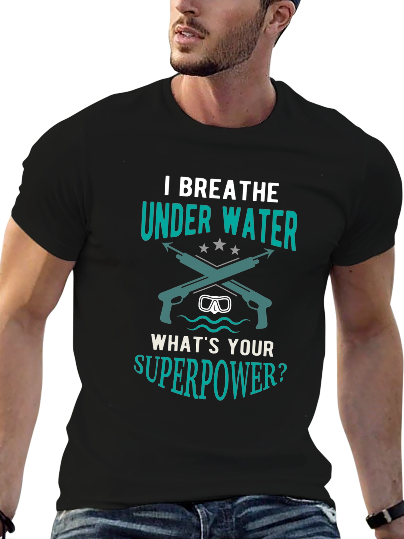 I Breathe Underwater Mens Black Graphic Tee