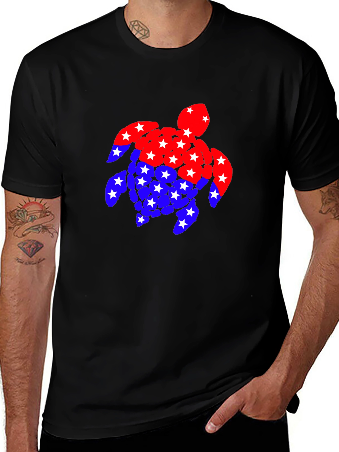Patriotic Turtle T-Shirt: Stars & Stripes Design