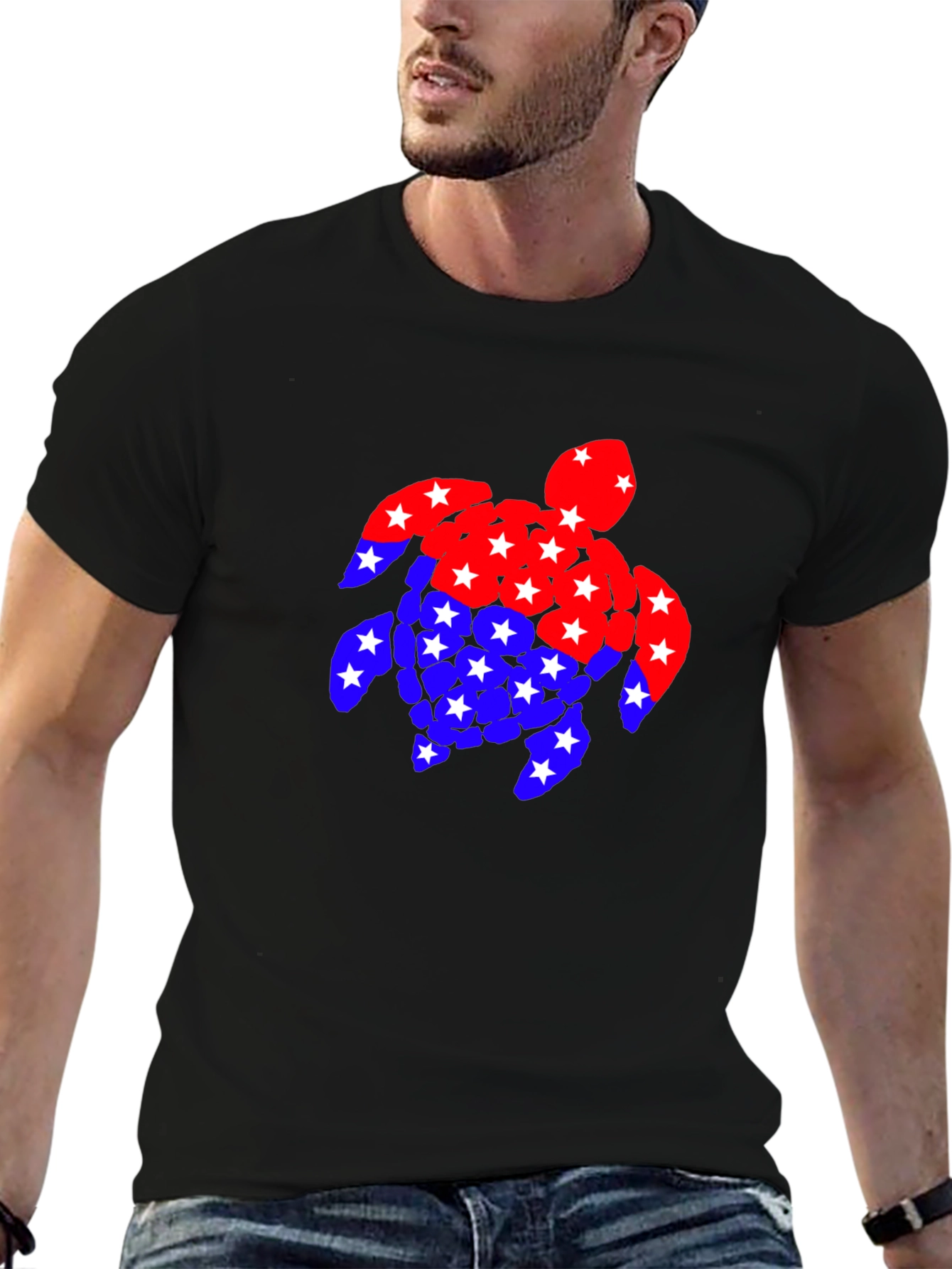 Patriotic Turtle T-Shirt: Stars & Stripes Design