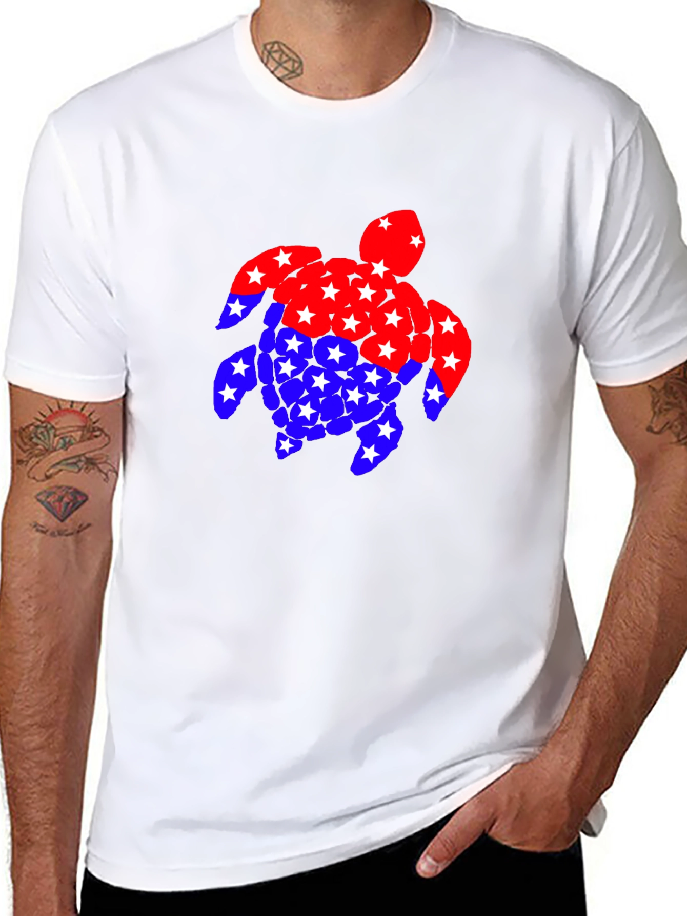 Patriotic Turtle T-Shirt: Stars & Stripes Design
