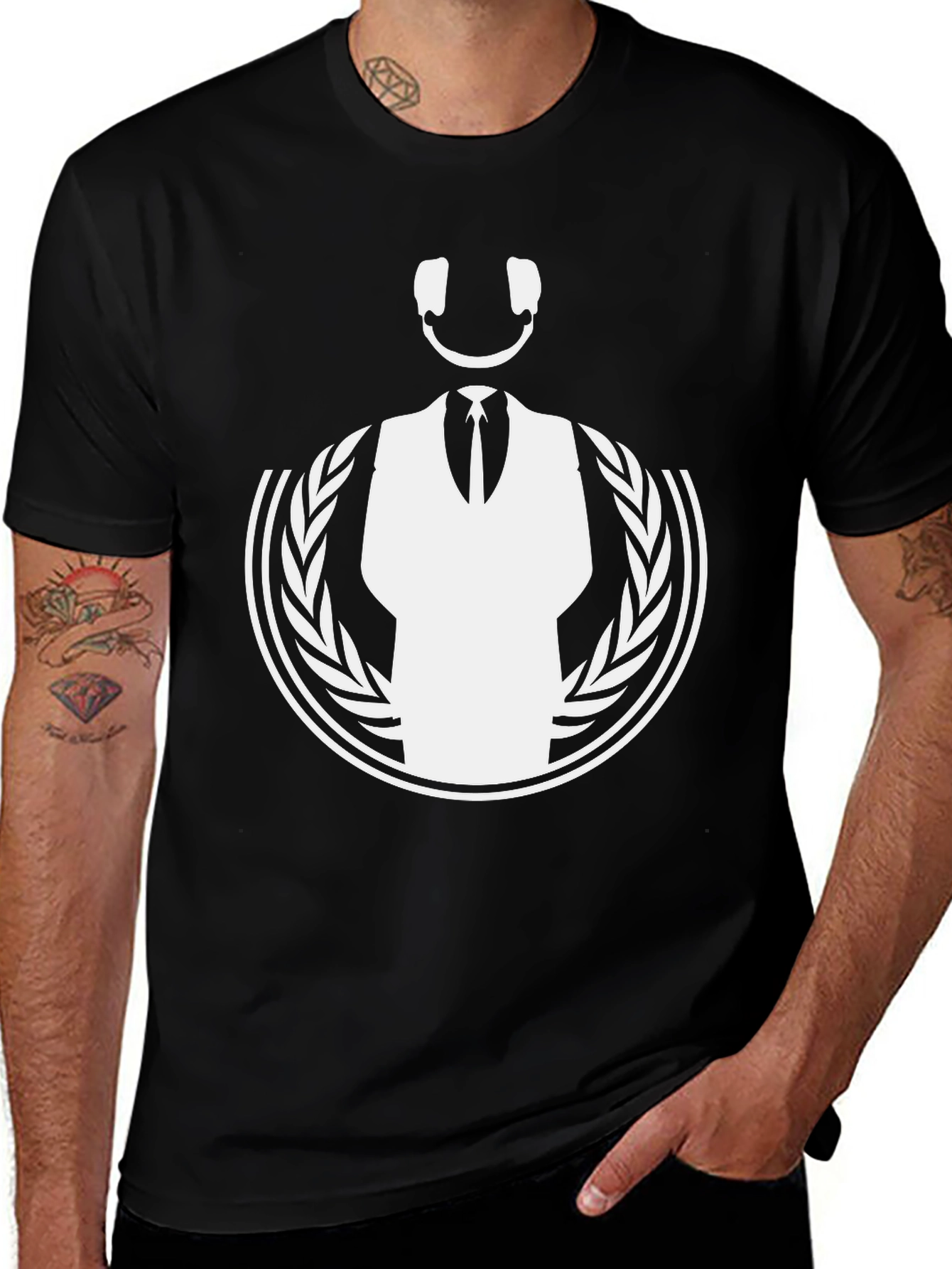 DJ Smiley Face Graphic Tee - Black Cotton T-Shirt