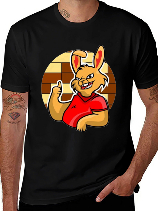 Funny Cartoon Rabbit Graphic T-Shirt