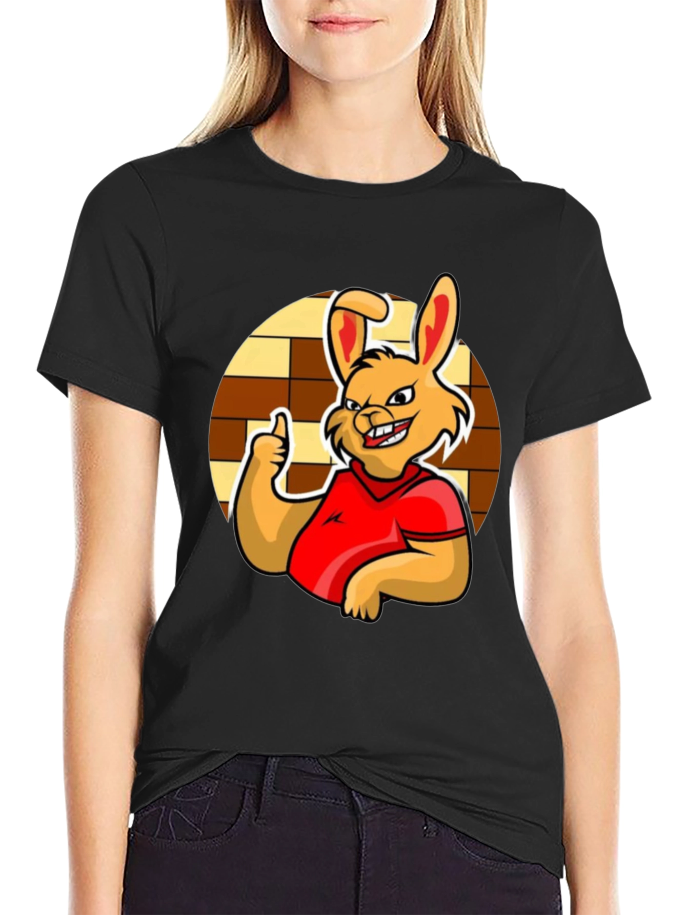 Funny Cartoon Rabbit Graphic T-Shirt