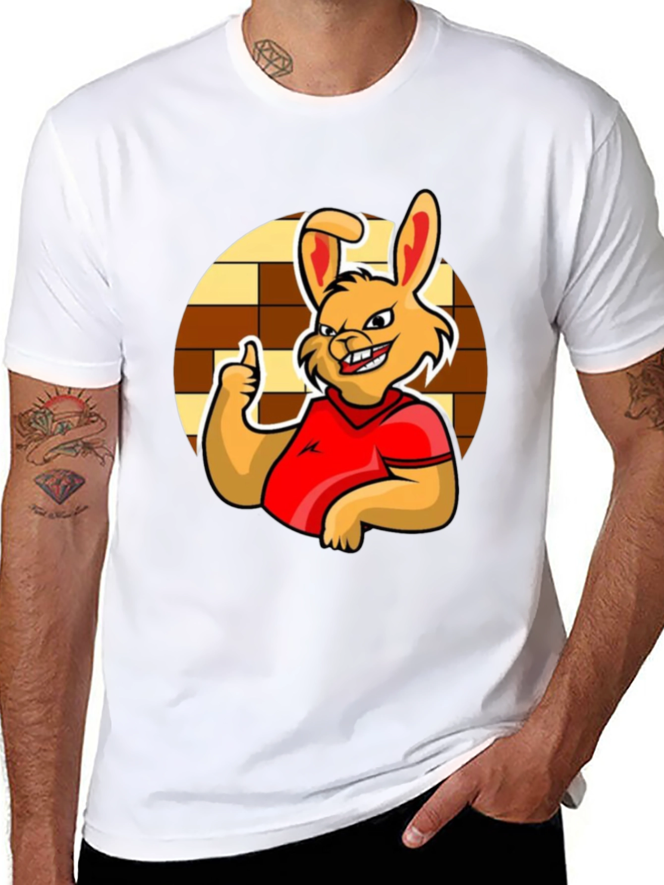 Funny Cartoon Rabbit Graphic T-Shirt