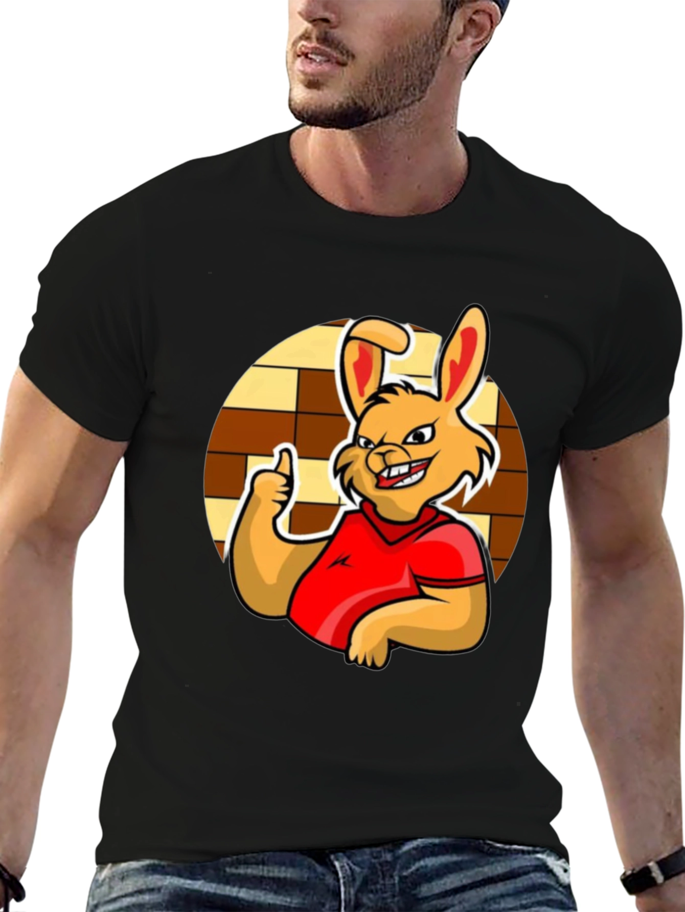 Funny Cartoon Rabbit Graphic T-Shirt