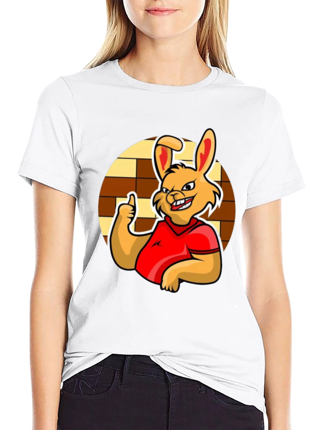 Funny Cartoon Rabbit Graphic T-Shirt