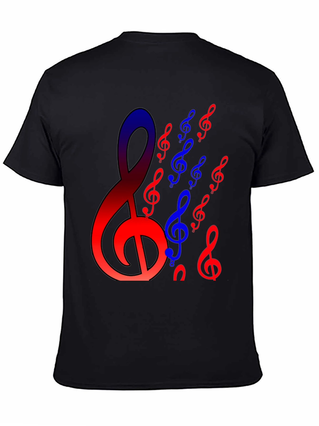 Musical Note Graphic Print Black T-Shirt