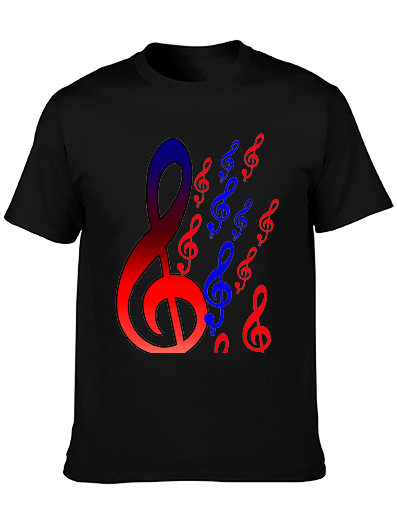 Musical Note Graphic Print Black T-Shirt