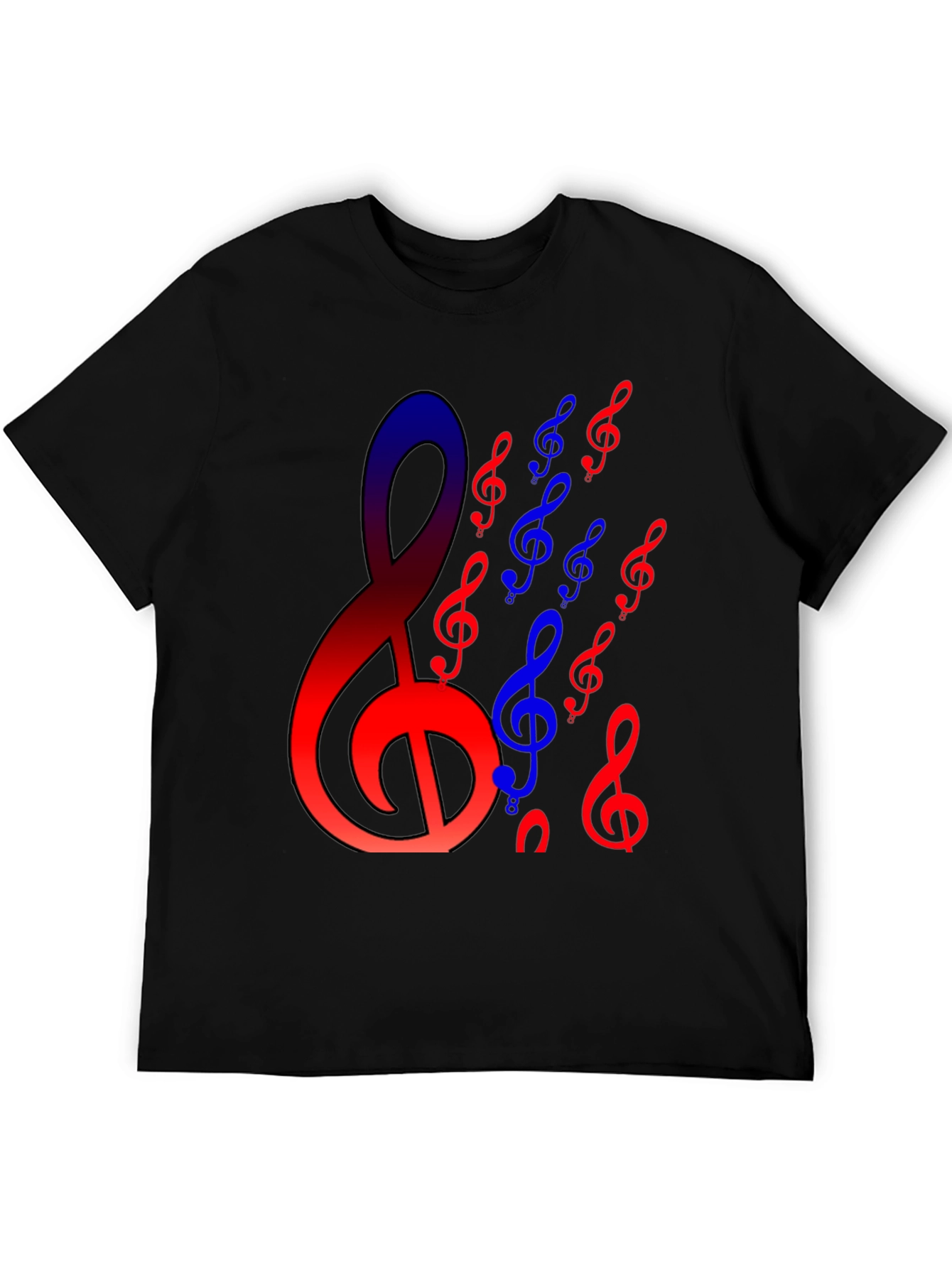 Musical Note Graphic Print Black T-Shirt
