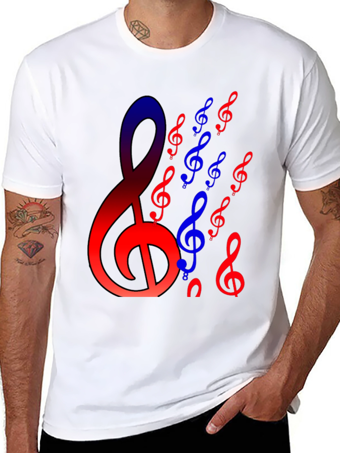 Musical Note Graphic Print Black T-Shirt